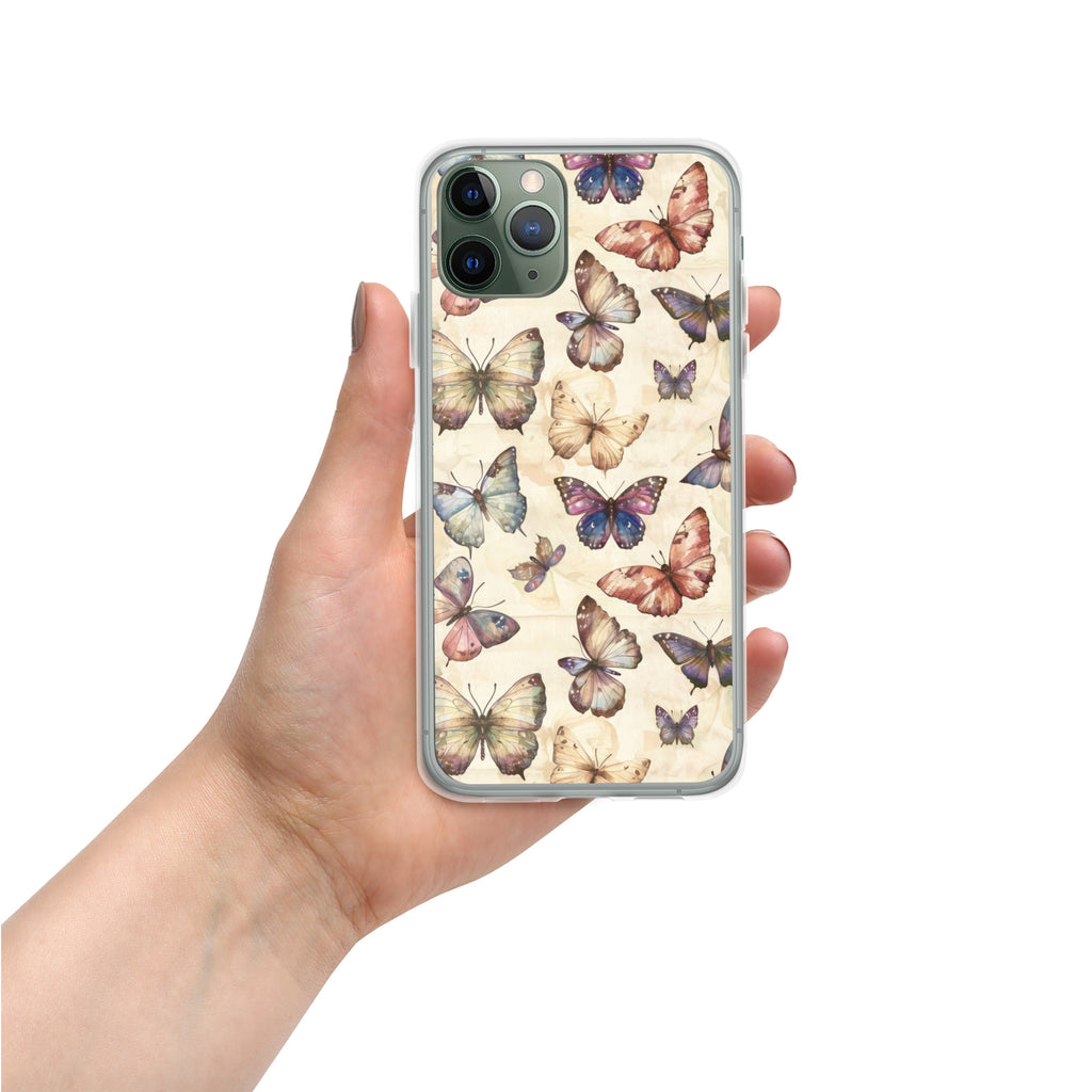 Butterfly Garden Clear Case for iPhone 11 Pro - Elegant Pastel Butterfly Protective Cover