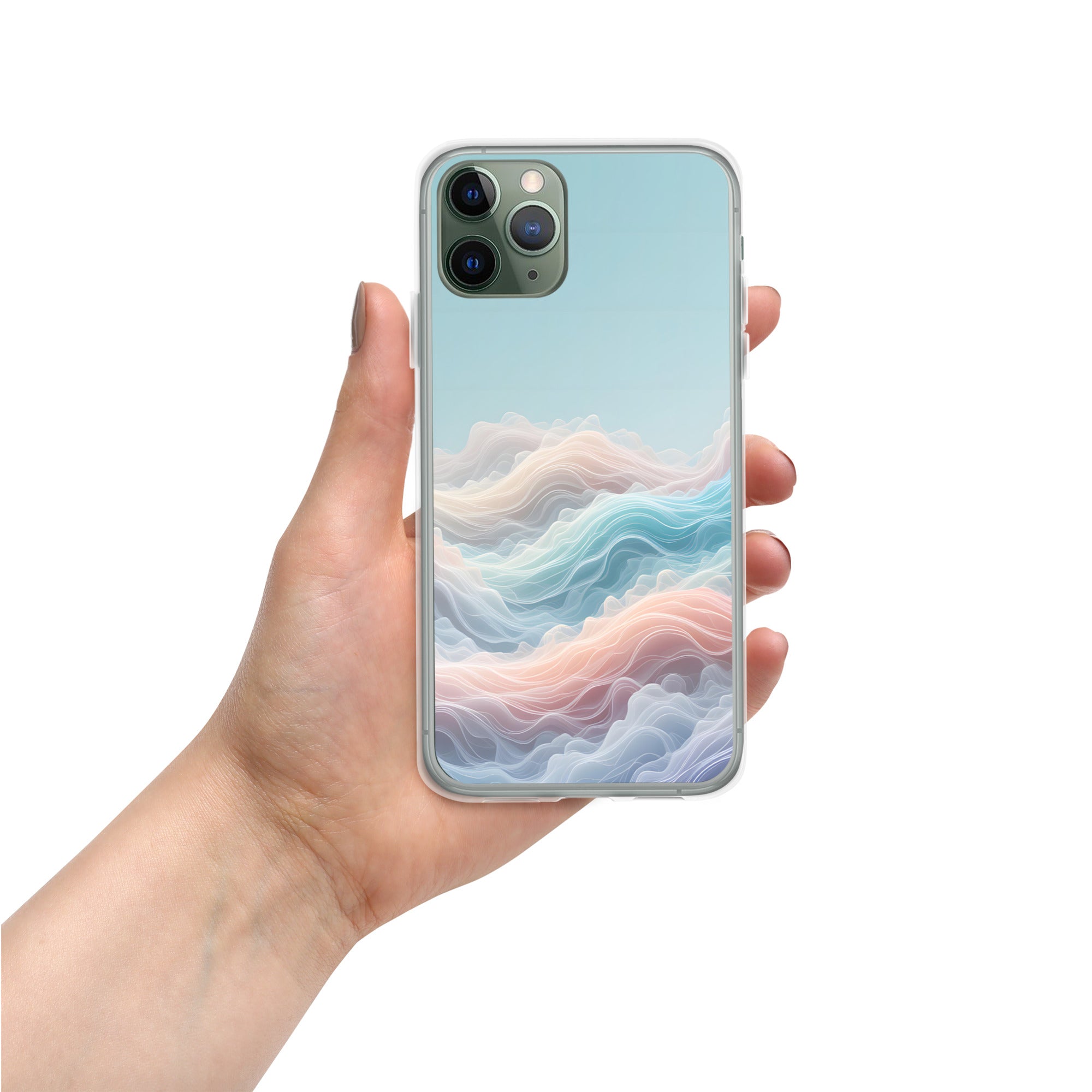 Horizon Dream Clear Case for iPhone 11 Pro - Pastel Abstract Waves Protective Cover