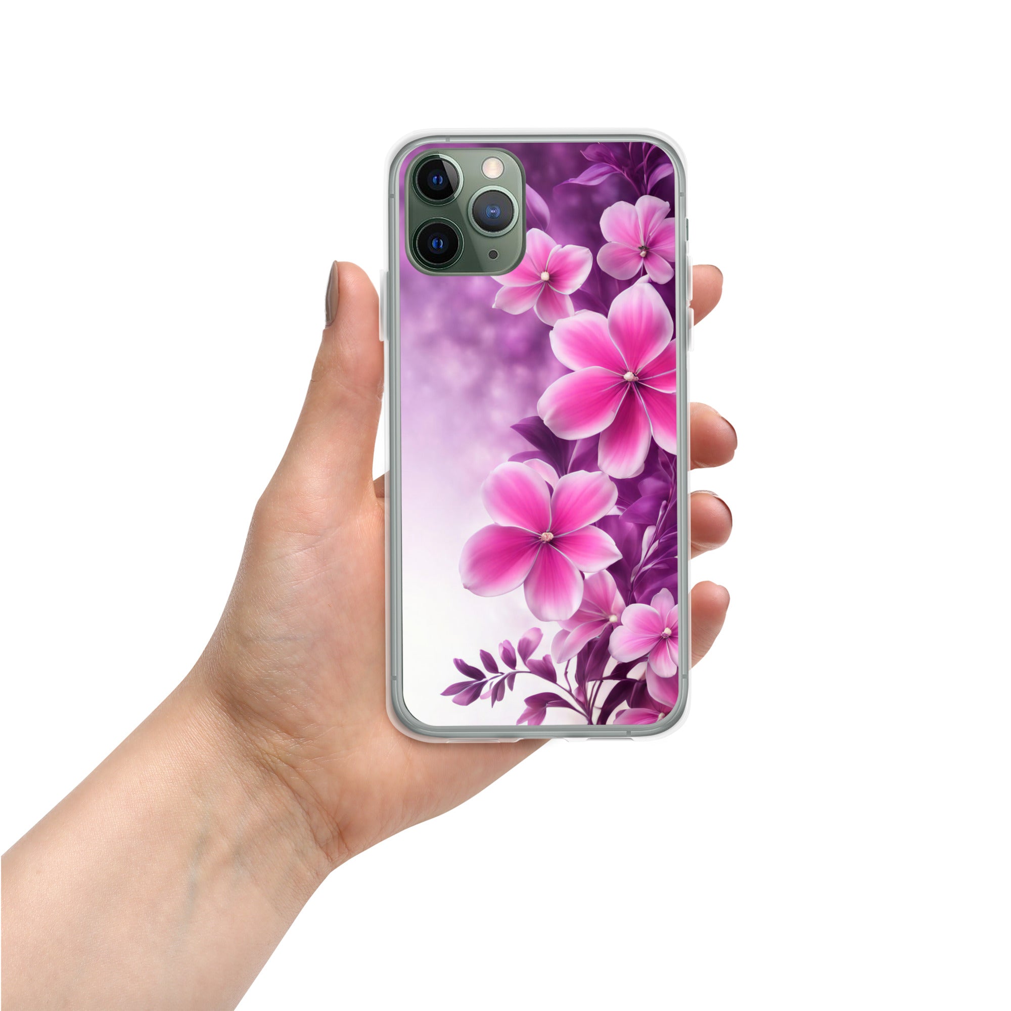 Violet Petal Bloom Clear Case for iPhone 11 Pro - Pink & Purple Floral Protective Cover