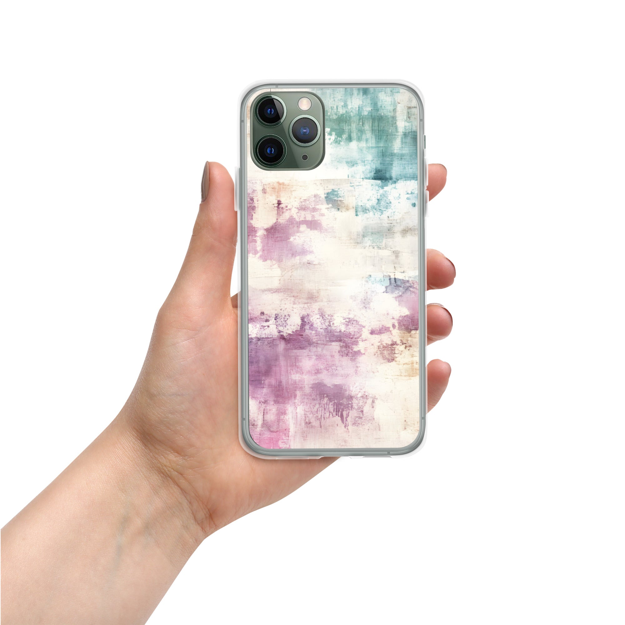 Pastel Abstract Brushstroke Clear Case for iPhone 11 Pro - Artistic Pastel Pattern Protective Cover
