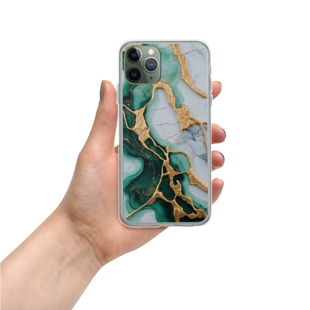 Emerald Golden Marble Flow Clear Case for iPhone 11 Pro