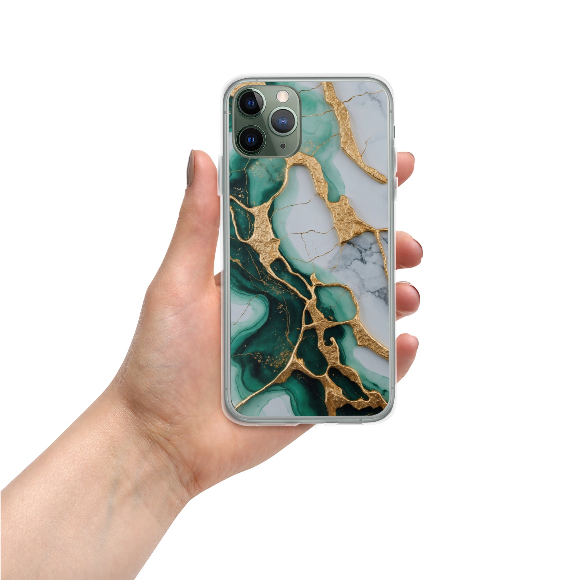 Emerald Golden Marble Flow Clear Case for iPhone 11 Pro