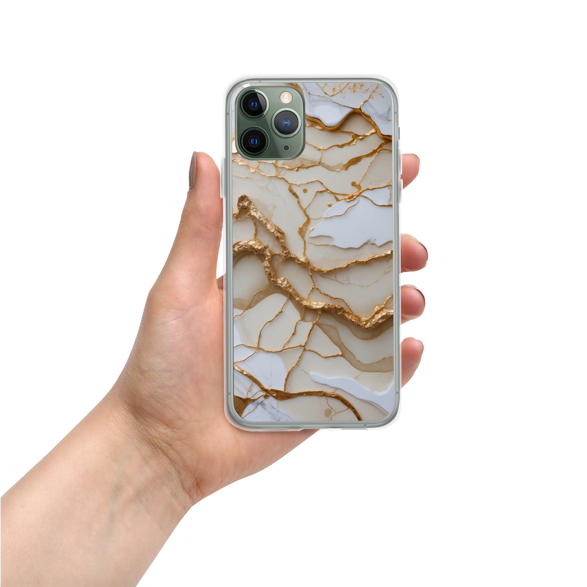 Ivory Golden Marble Elegance Clear Case for iPhone 11 Pro - Luxury White & Gold Marble Protective Cover