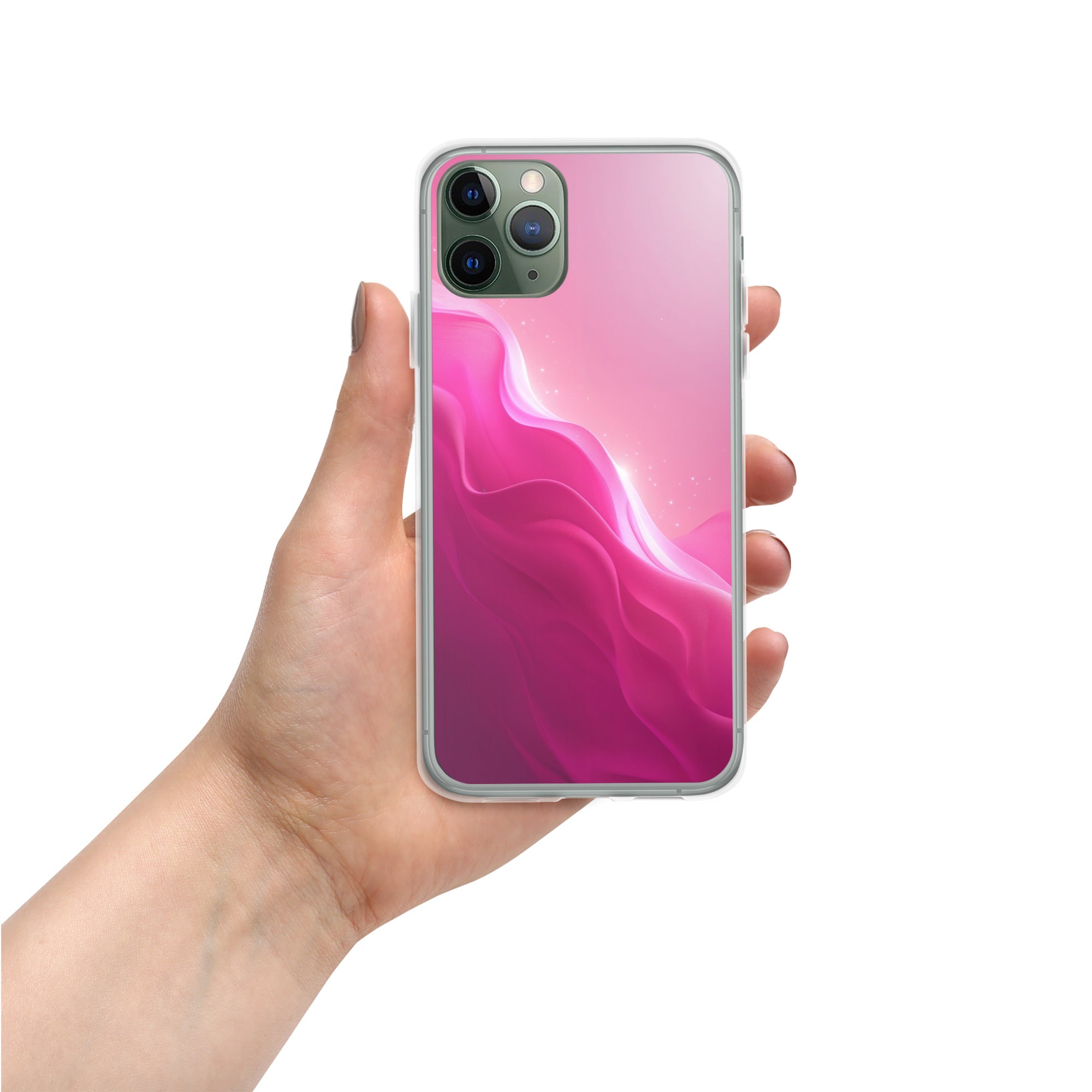 Pink Velvet Waves Dream Clear Case for iPhone 11 Pro - Abstract Pink Gradient Protective Cover