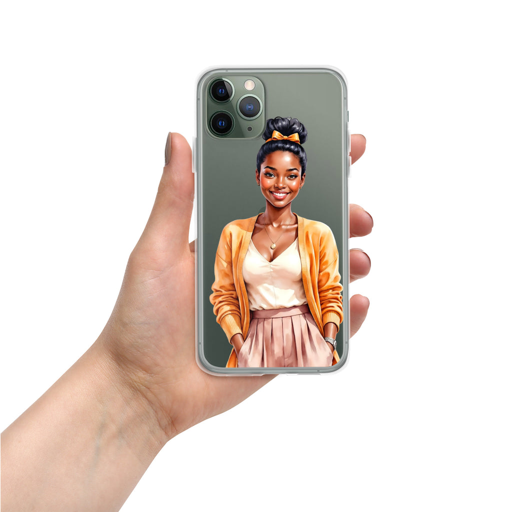 Golden Autumn Glow Girl Clear Case for iPhone 11 Pro - Fashion Illustration Protective Cover