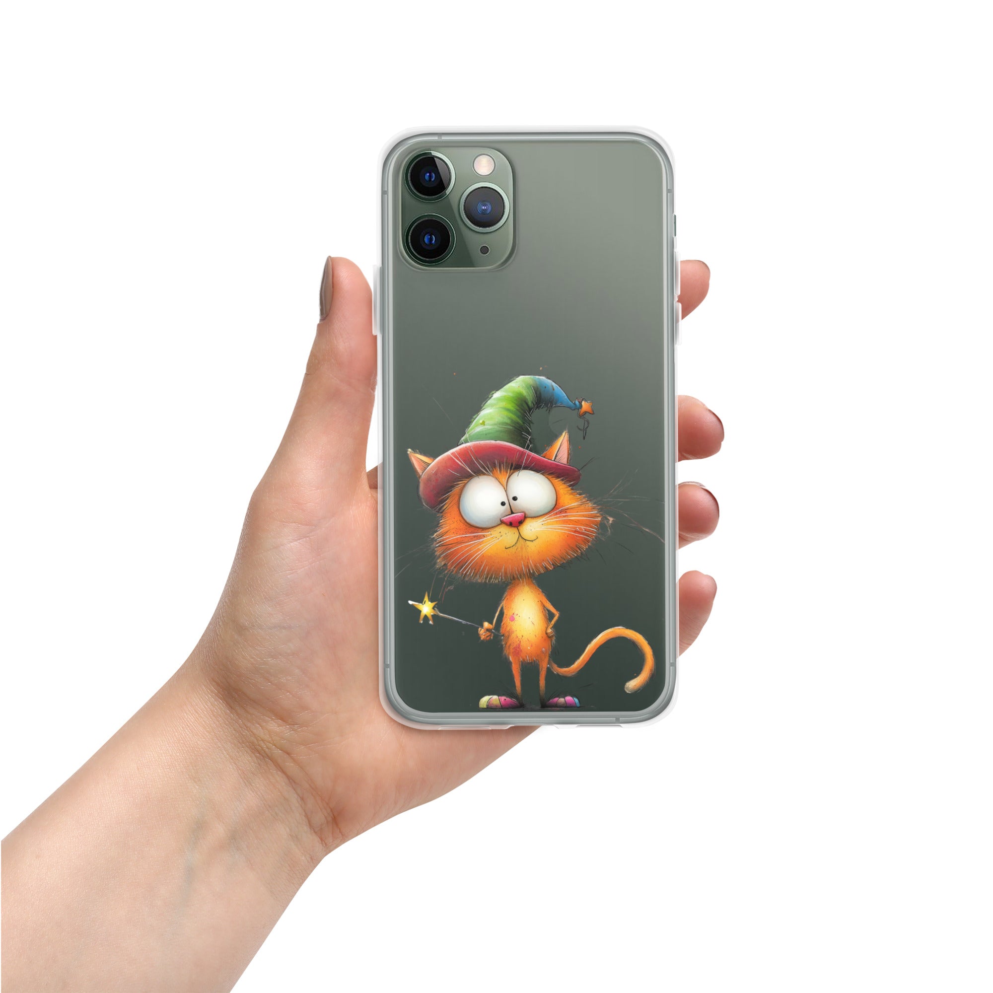 Wizard Cat Clear Case for iPhone 11 Pro - Funny Magic Kitty Cartoon Protective Cover