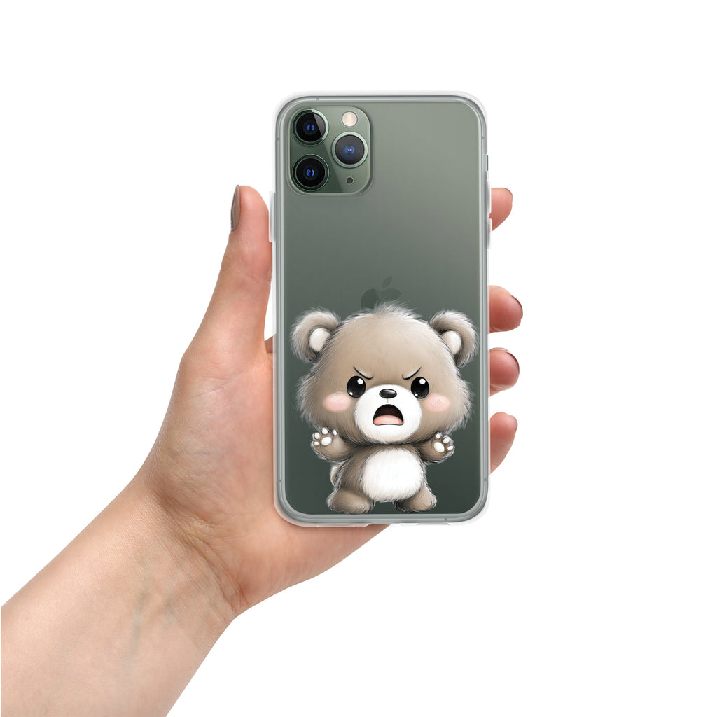 Angry Cute Bear Clear Case for iPhone 11 Pro - Funny Kawaii Bear Protective Cover