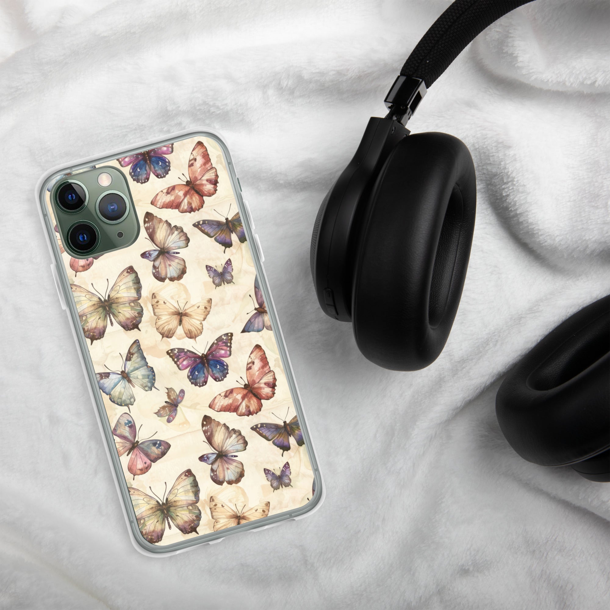 Butterfly Garden Clear Case for iPhone 11 Pro - Elegant Pastel Butterfly Protective Cover