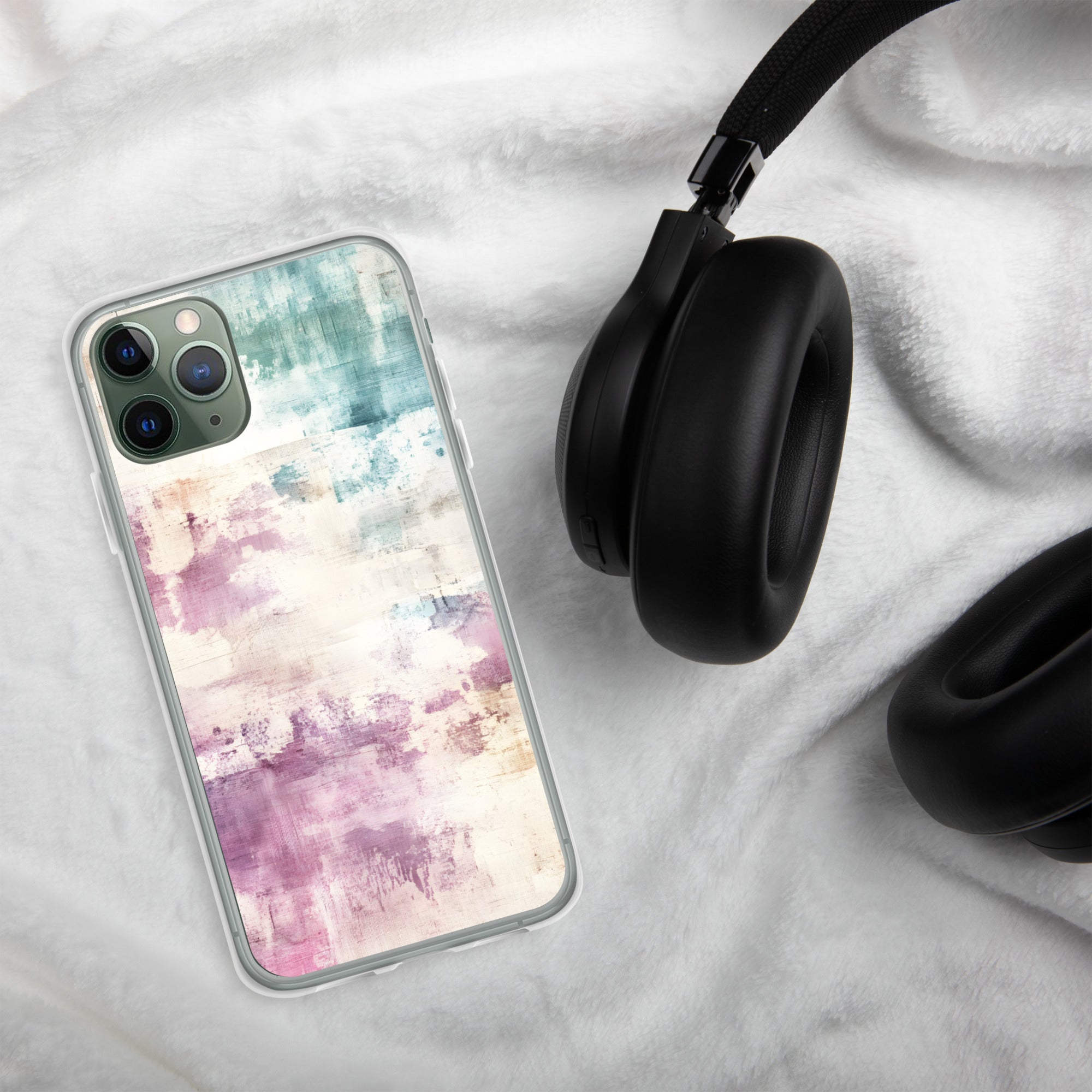 Pastel Abstract Brushstroke Clear Case for iPhone 11 Pro - Artistic Pastel Pattern Protective Cover