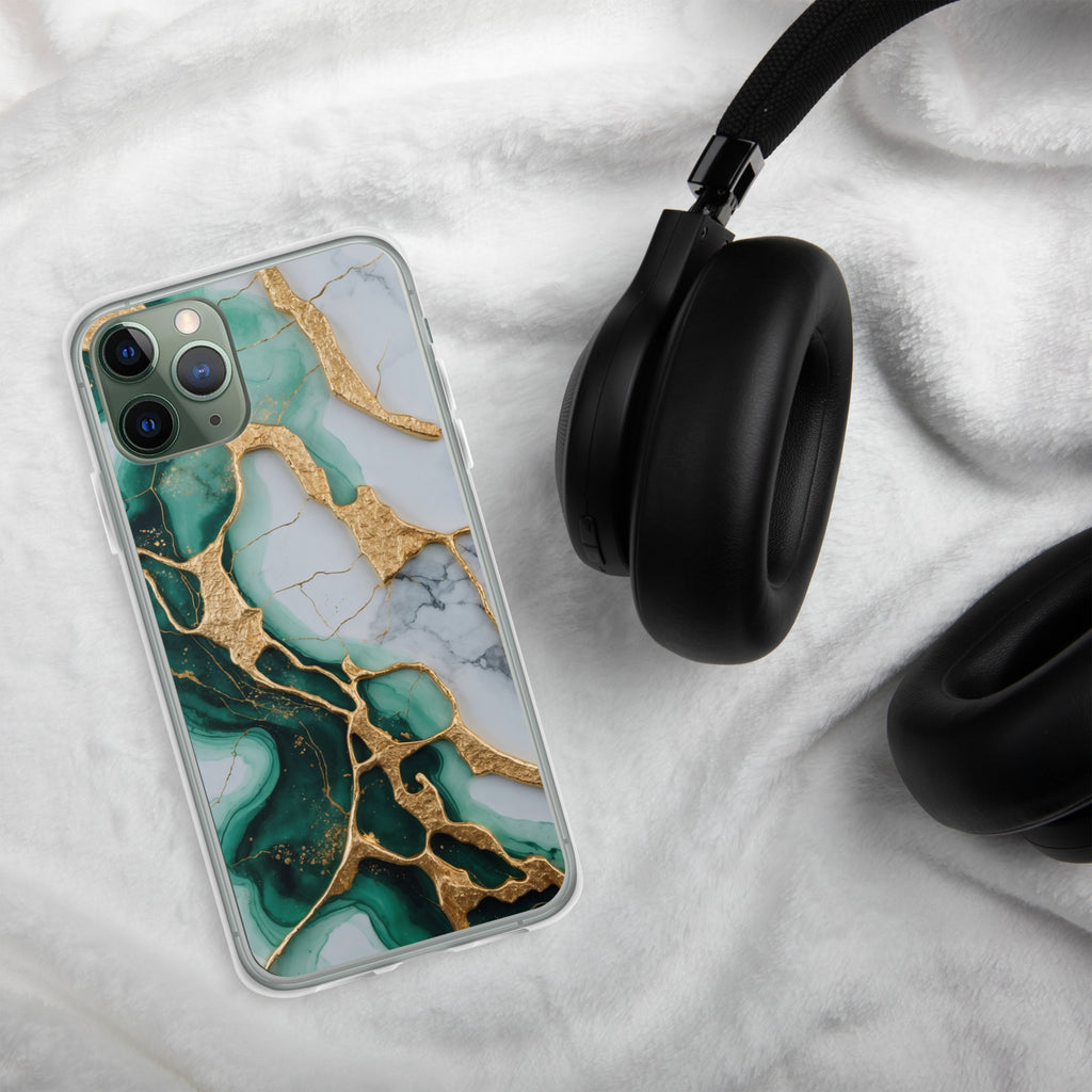 Emerald Golden Marble Flow Clear Case for iPhone 11 Pro