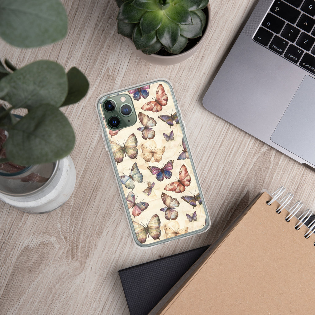 Butterfly Garden Clear Case for iPhone 11 Pro - Elegant Pastel Butterfly Protective Cover