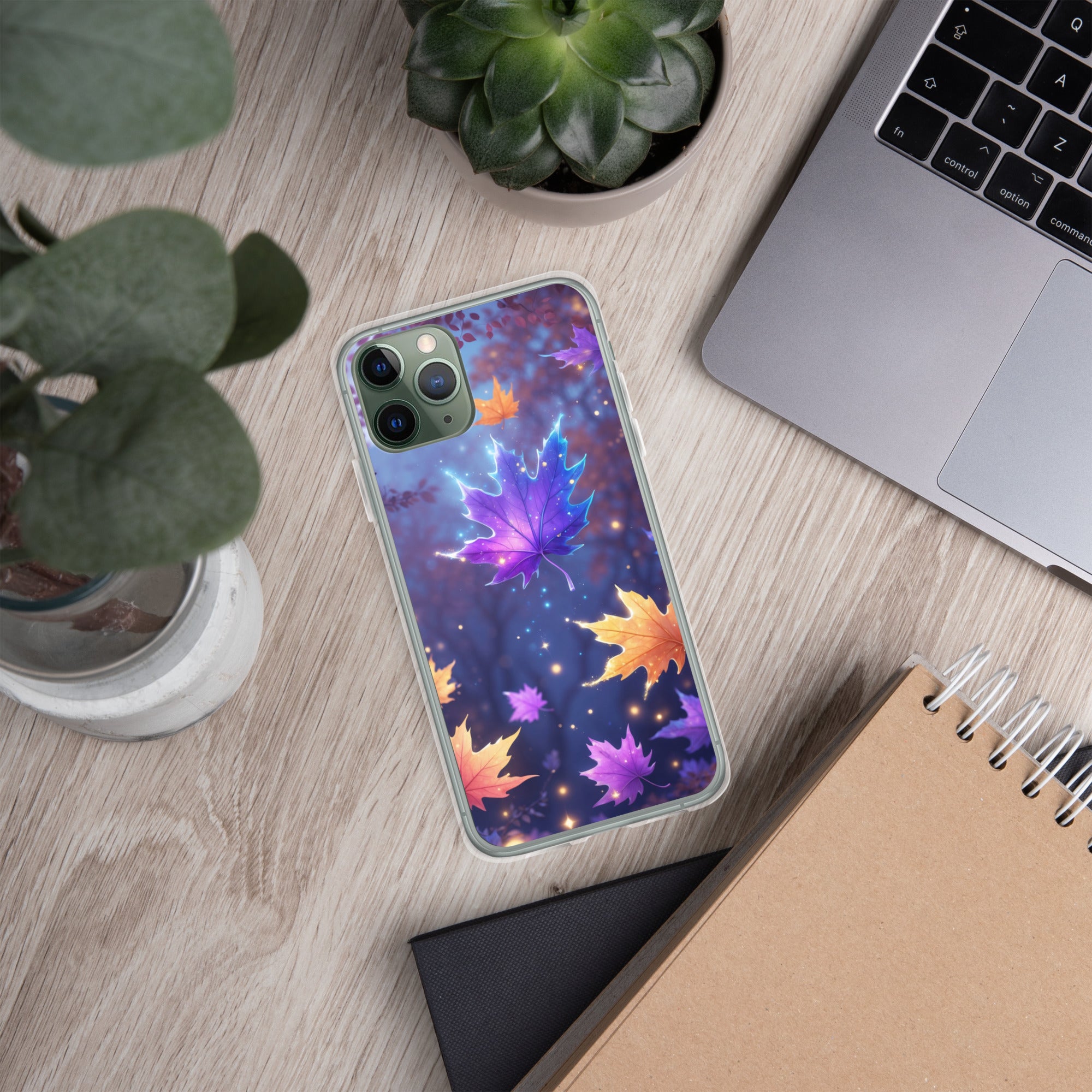 Enchanted Autumn Leaves Clear Case for iPhone 11 Pro - Fantasy Fall Maple Leaf Protective Cover