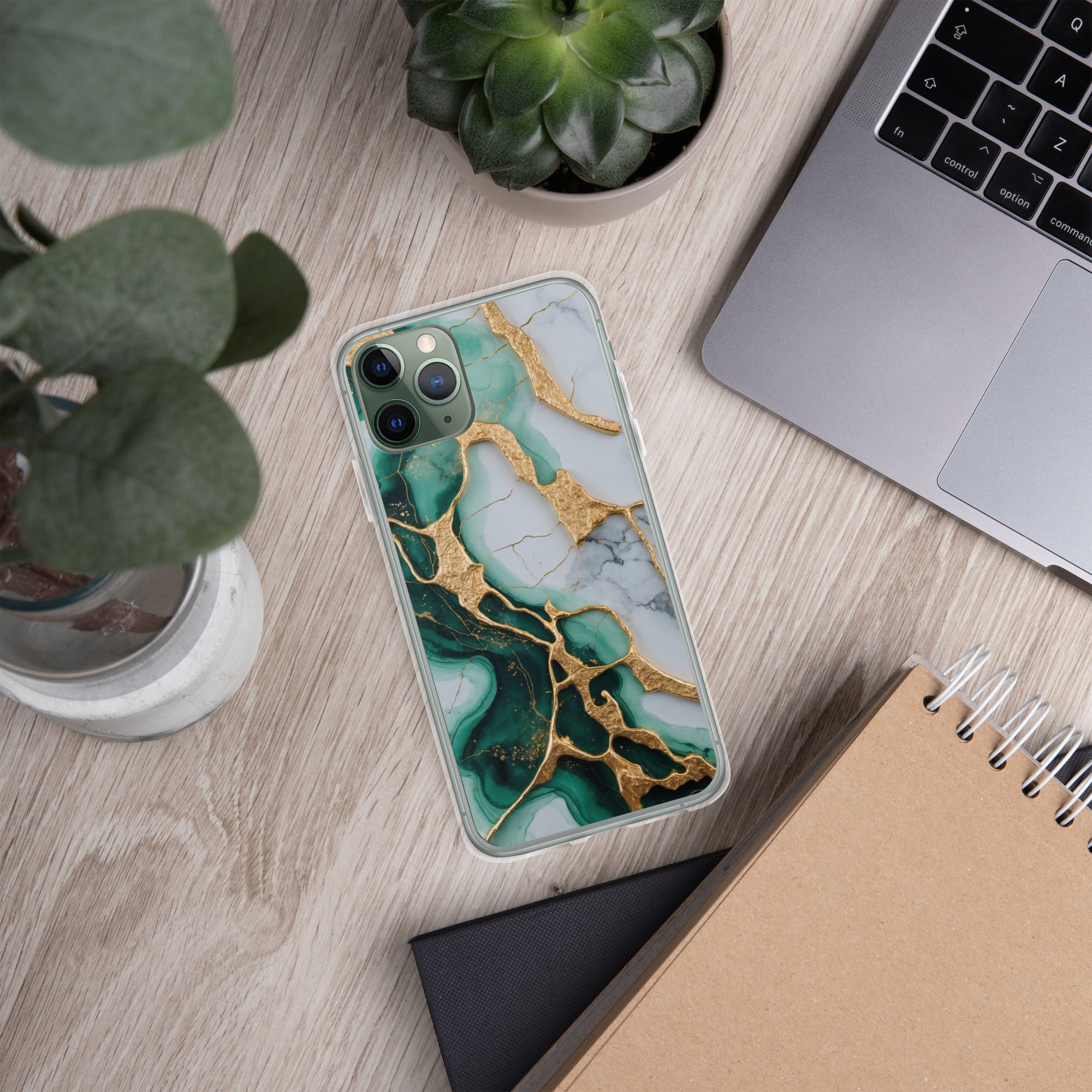 Emerald Golden Marble Flow Clear Case for iPhone 11 Pro