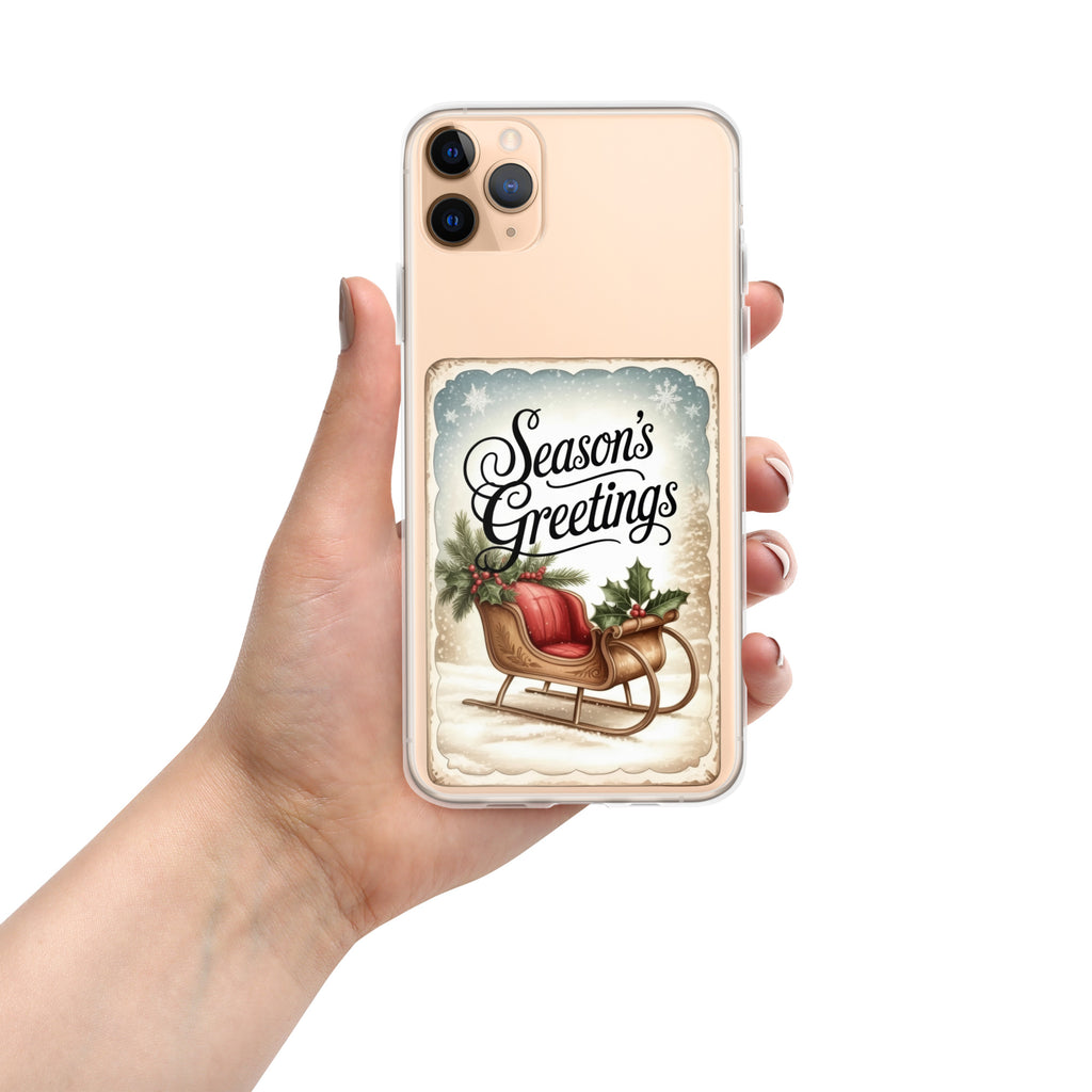 Season’s Greetings Vintage Holiday Clear Case for iPhone 11 Pro Max