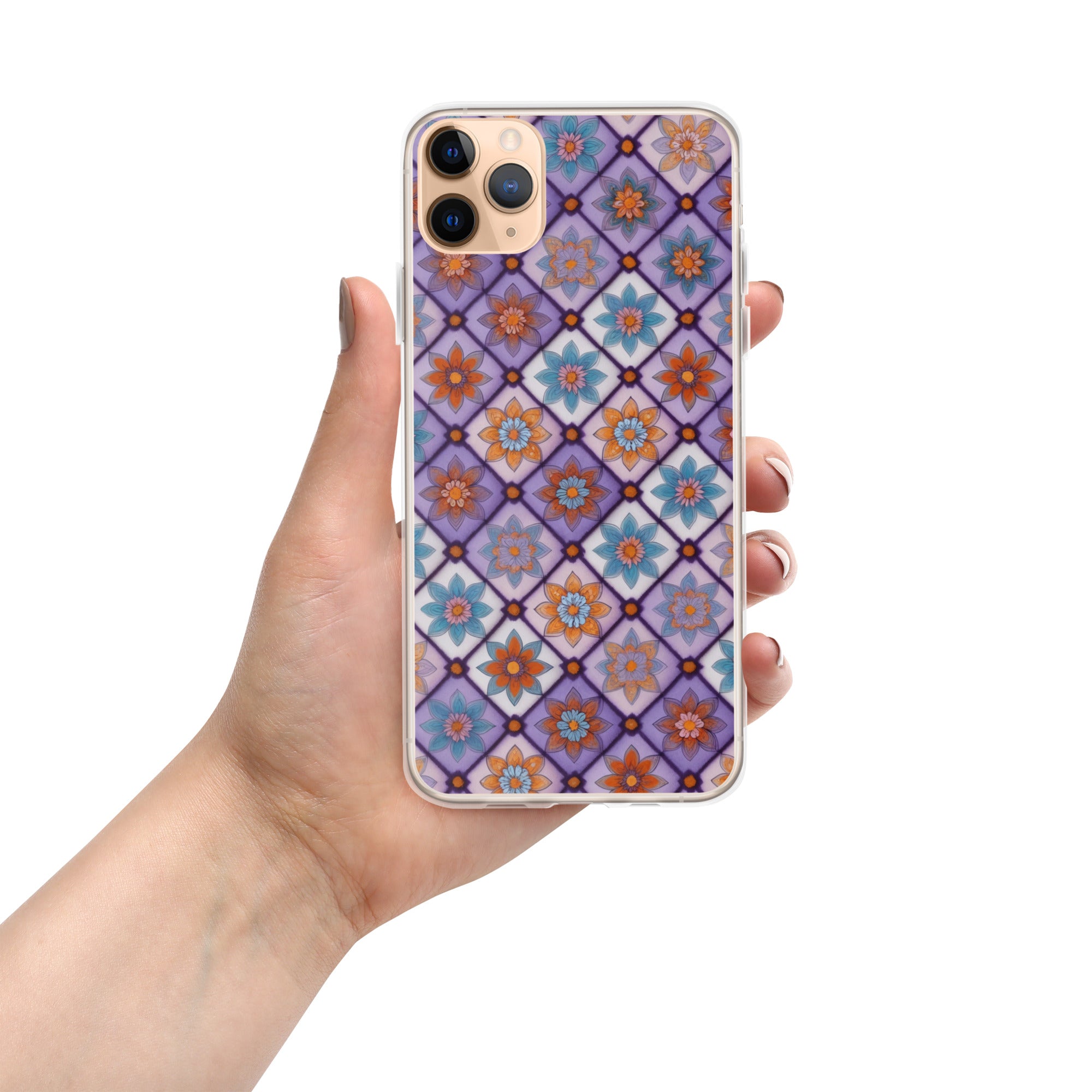 Violet Mosaic Blooms Clear Case for iPhone 11 Pro Max