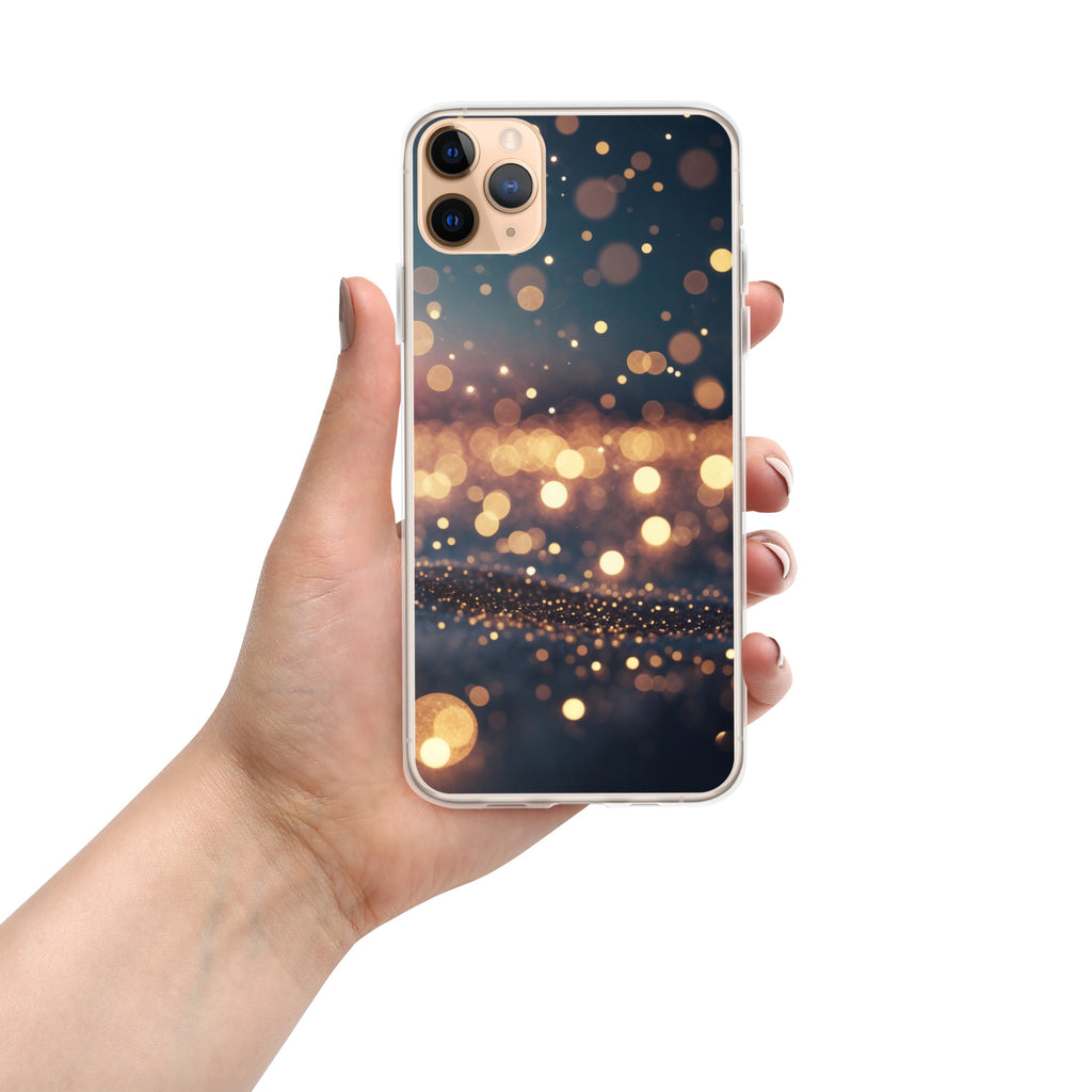 Golden Sparkle Bokeh Clear Case for iPhone 11 Pro Max - Glam Gold Light Glitter Protective Cover