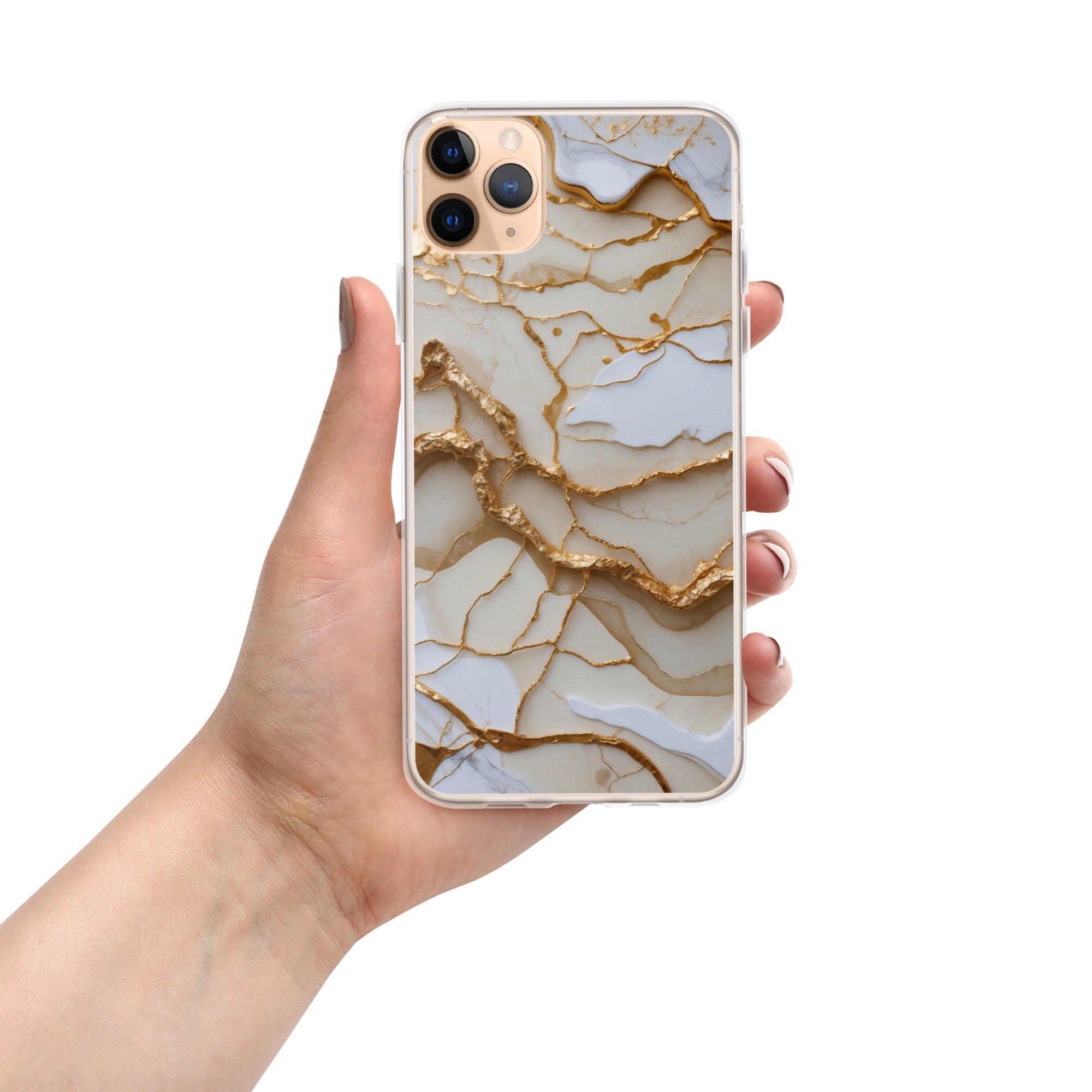 Ivory Golden Marble Elegance Clear Case for iPhone 11 Pro Max - Luxury White & Gold Marble Protective Cover