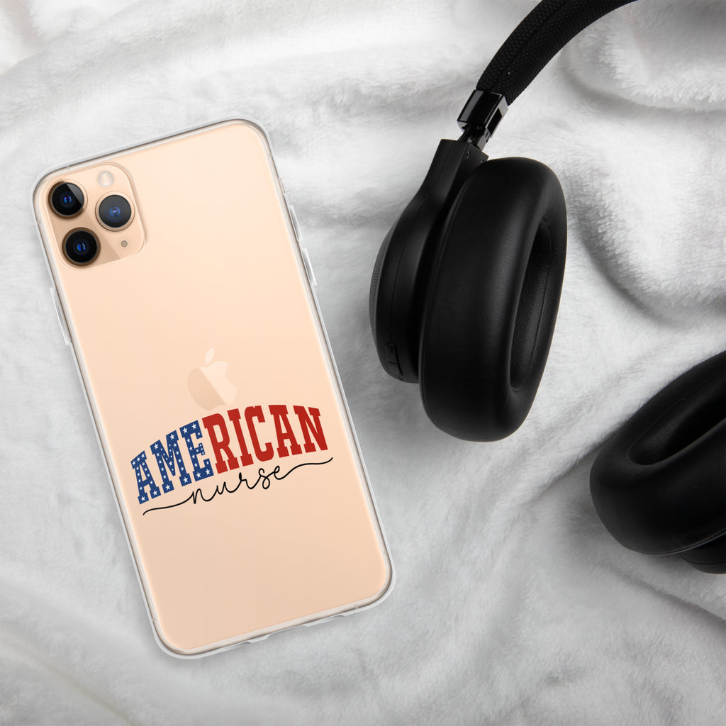 American Nurse Clear Case for iPhone 11 Pro Max - Patriotic Red, White & Blue Nursing Pride Cover