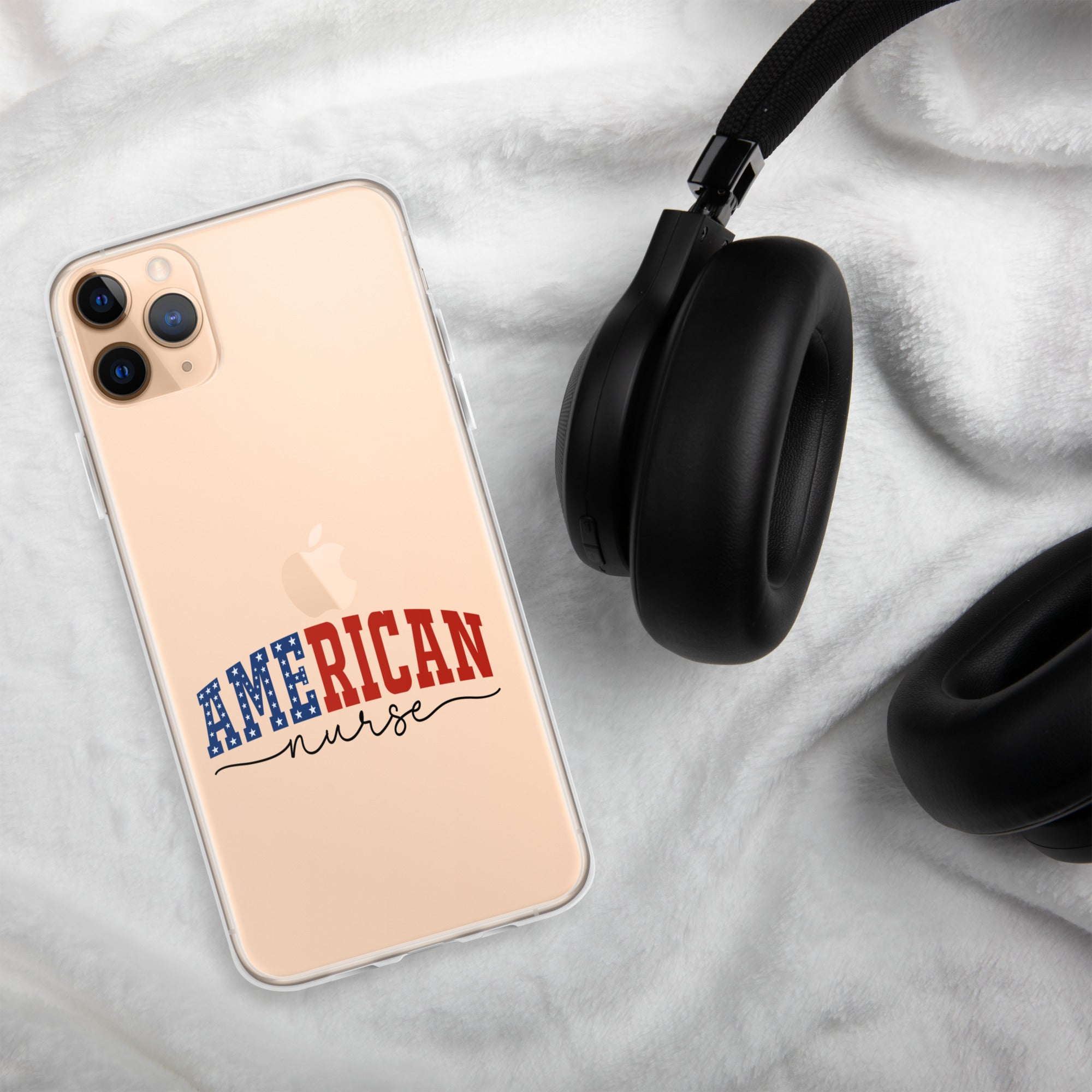 American Nurse Clear Case for iPhone 11 Pro Max - Patriotic Red, White & Blue Nursing Pride Cover