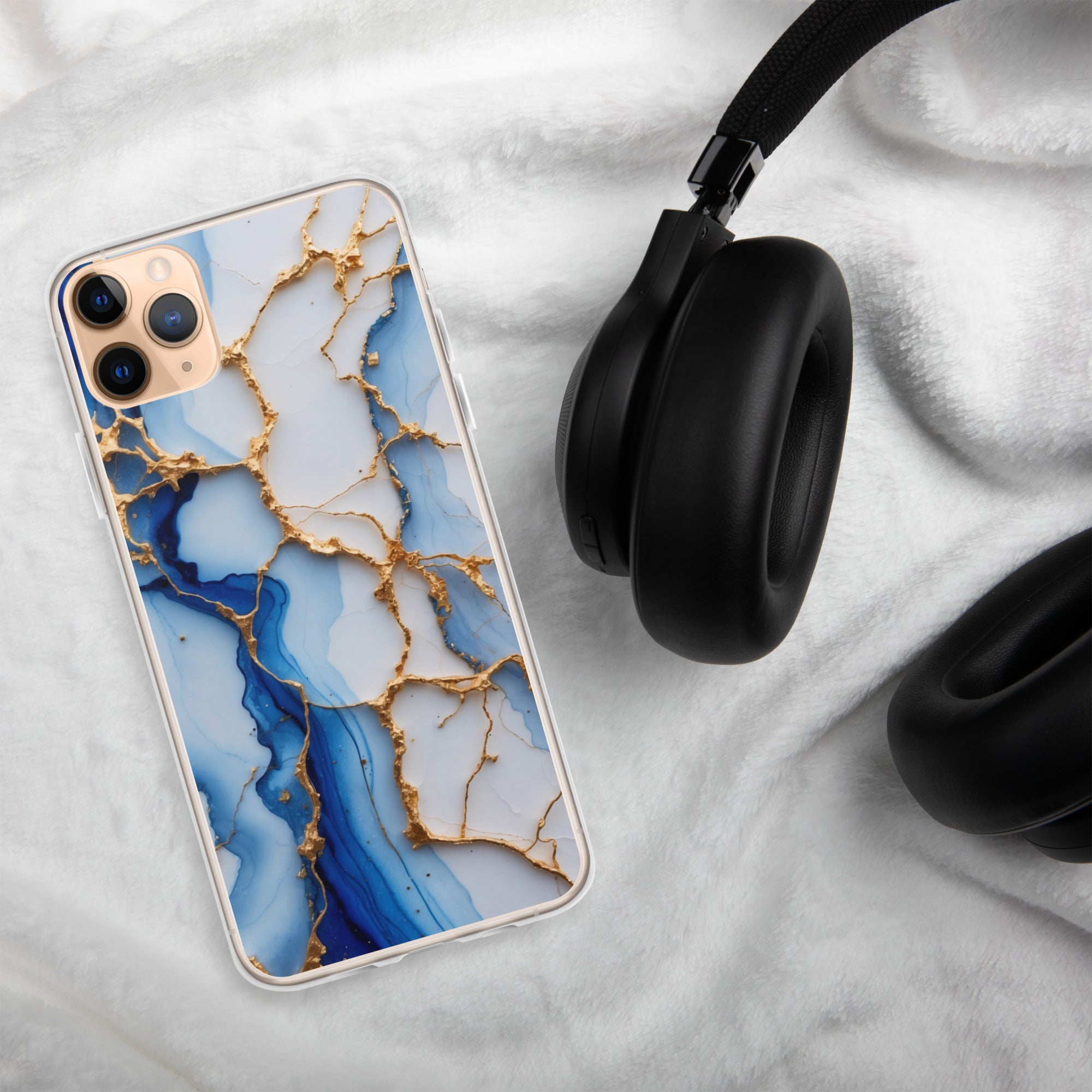 Royal Blue Marble Luxe Clear Case for iPhone 11 Pro Max