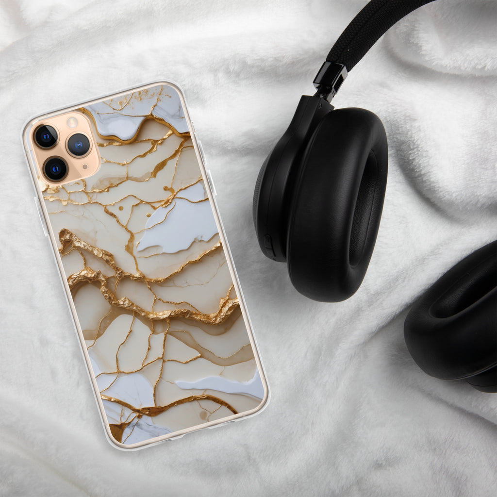 Ivory Golden Marble Elegance Clear Case for iPhone 11 Pro Max - Luxury White & Gold Marble Protective Cover