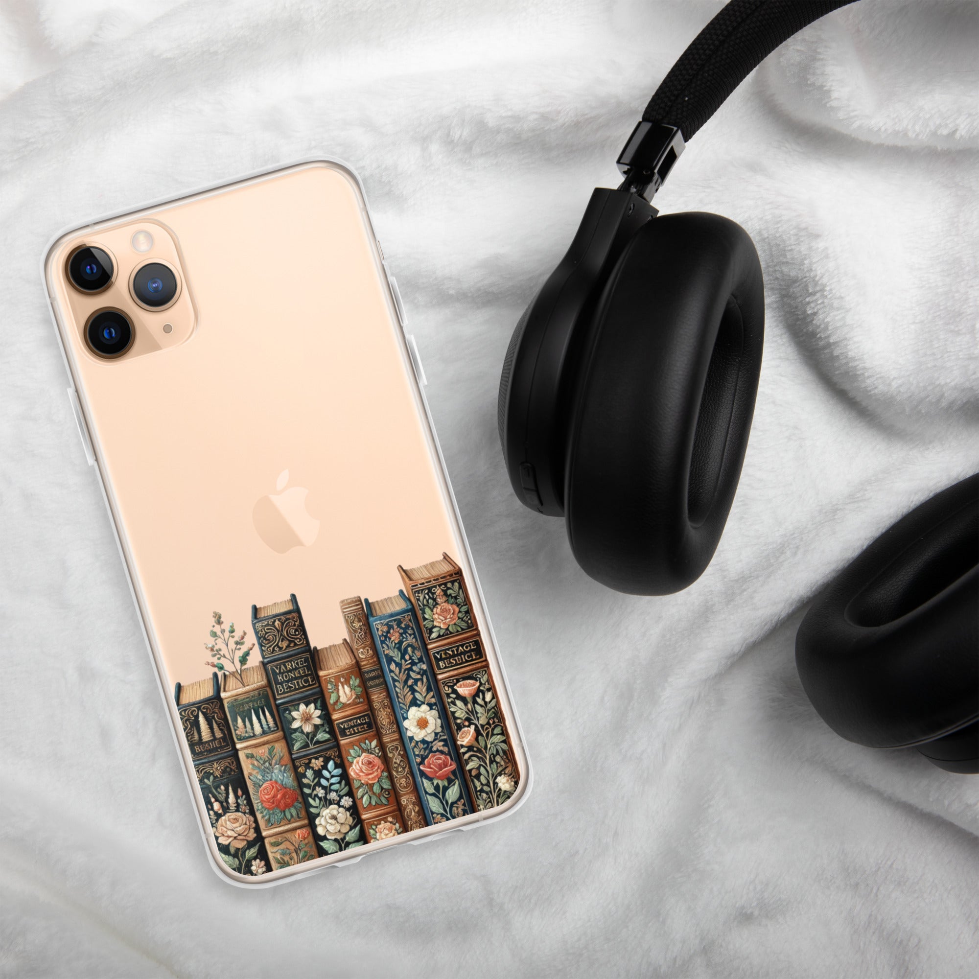 Vintage Floral Bookshelf Clear Case for iPhone 11 Pro Max
