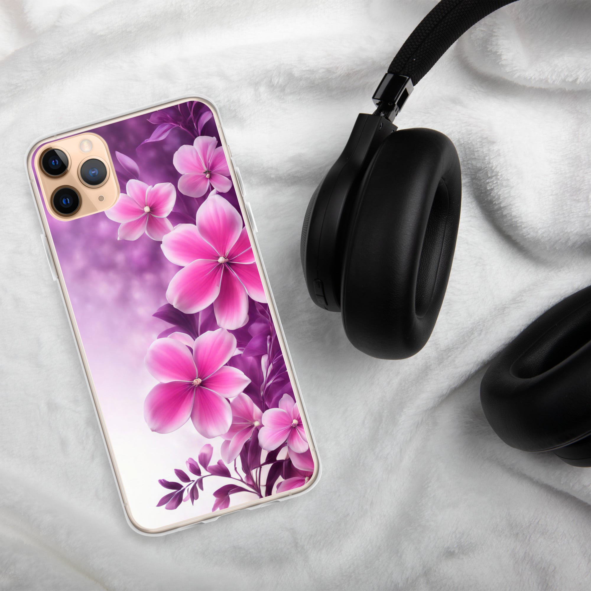 Violet Petal Bloom Clear Case for iPhone 11 Pro Max - Pink & Purple Floral Protective Cover