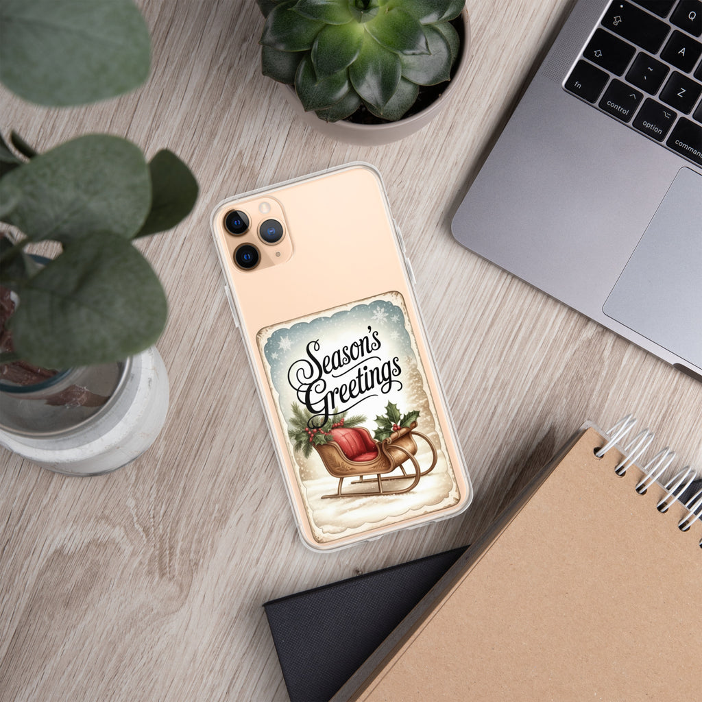 Season’s Greetings Vintage Holiday Clear Case for iPhone 11 Pro Max