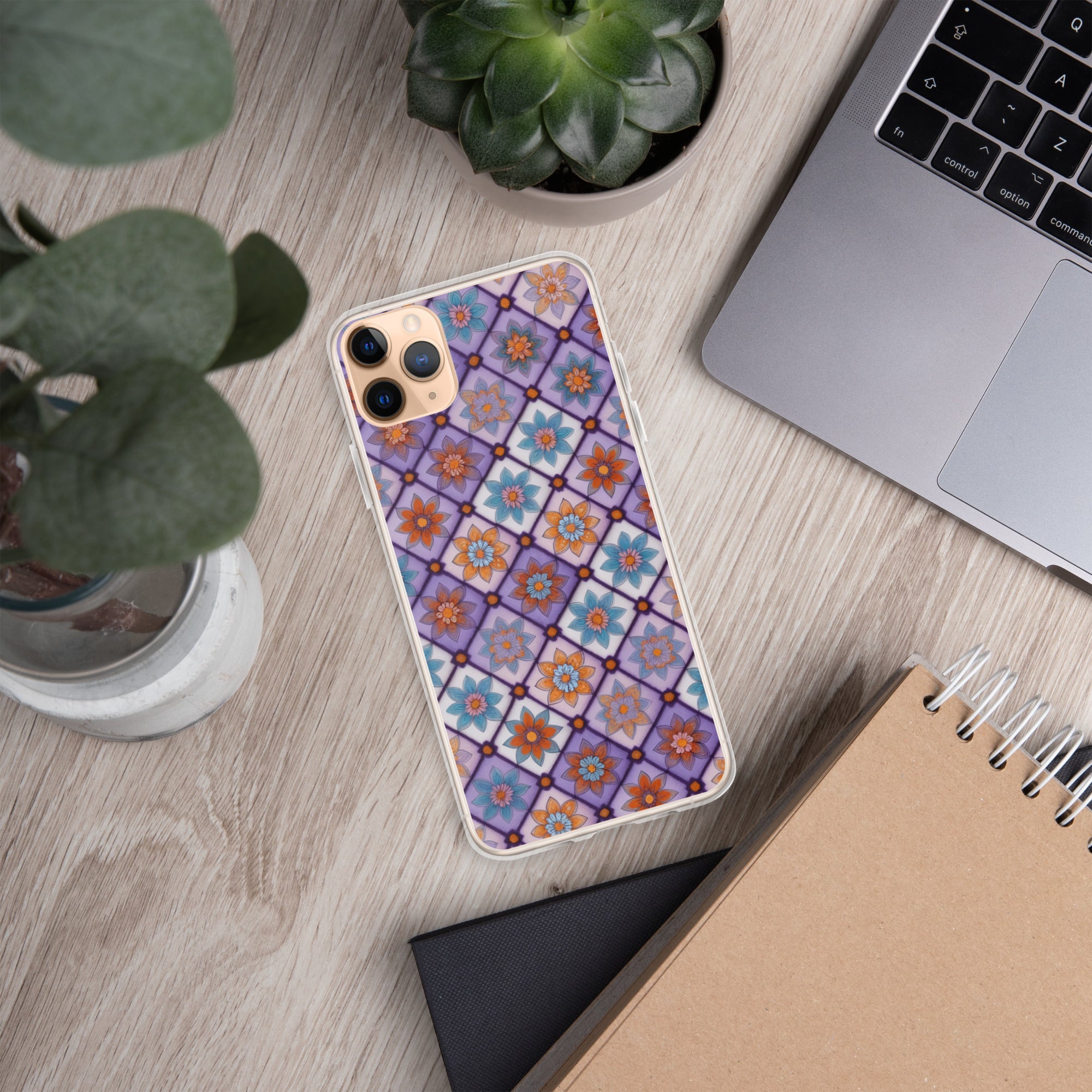 Violet Mosaic Blooms Clear Case for iPhone 11 Pro Max