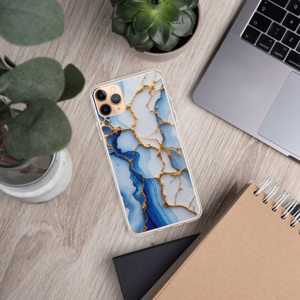 Royal Blue Marble Luxe Clear Case for iPhone 11 Pro Max