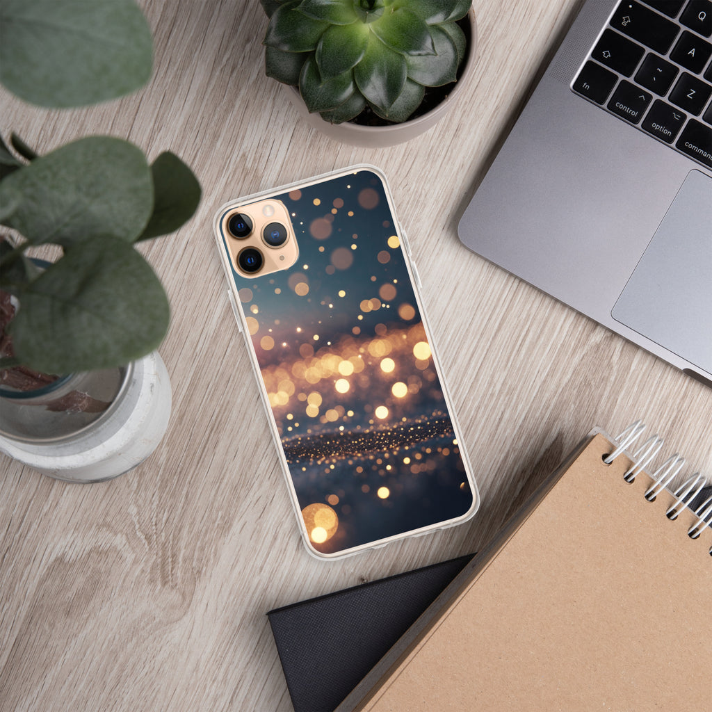 Golden Sparkle Bokeh Clear Case for iPhone 11 Pro Max - Glam Gold Light Glitter Protective Cover