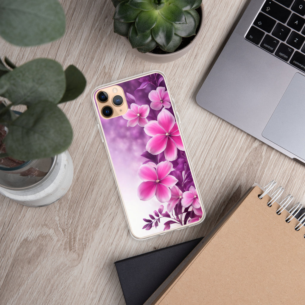 Violet Petal Bloom Clear Case for iPhone 11 Pro Max - Pink & Purple Floral Protective Cover
