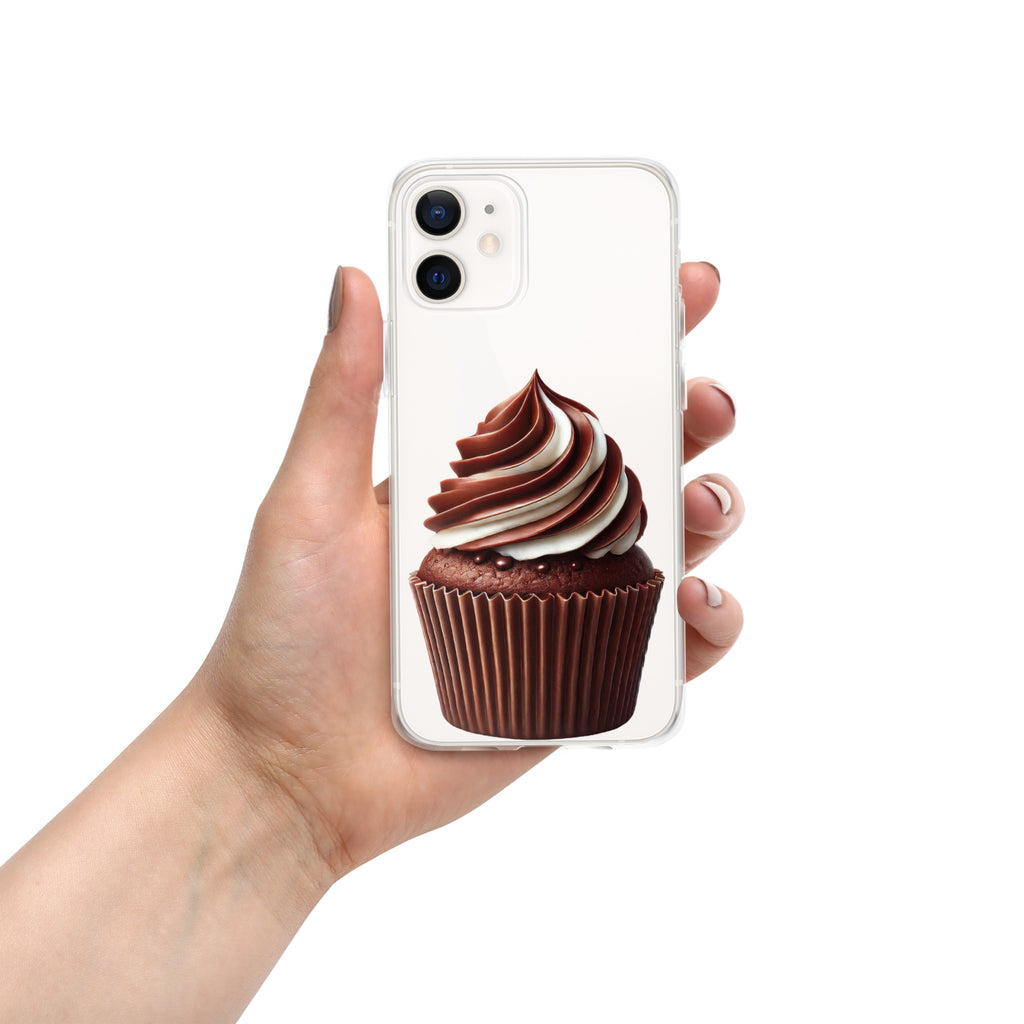 Chocolate Vanilla Swirl Cupcake Clear Case for iPhone 12 - Dessert Aesthetic Protective Cover