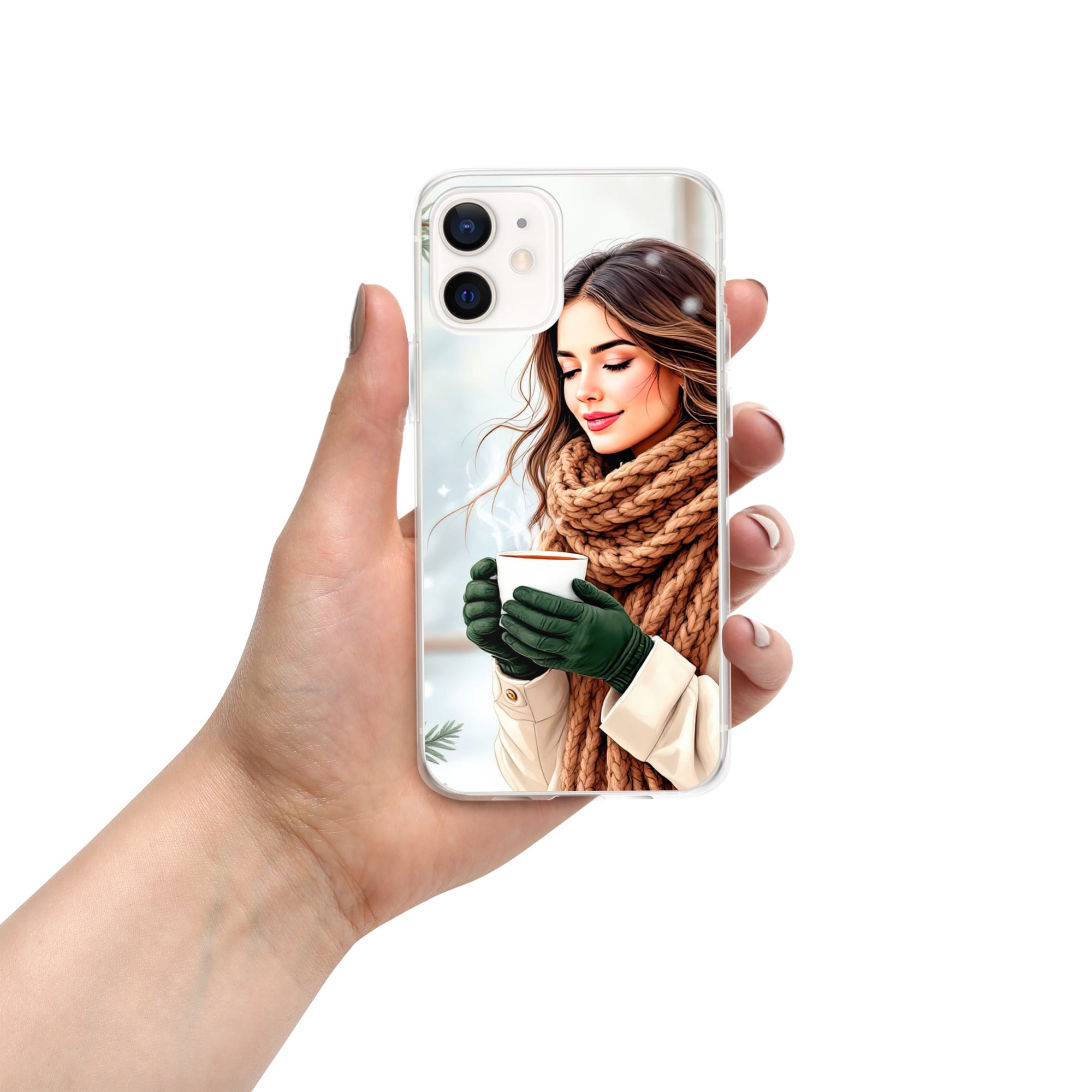 Cozy Winter Moments Clear Case for iPhone 12 - Aesthetic Winter Girl Protective Cover