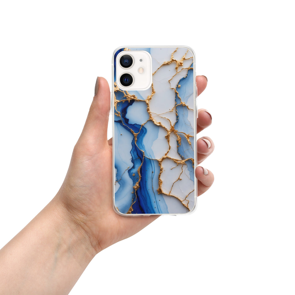 Royal Blue Marble Luxe Clear Case for iPhone 12