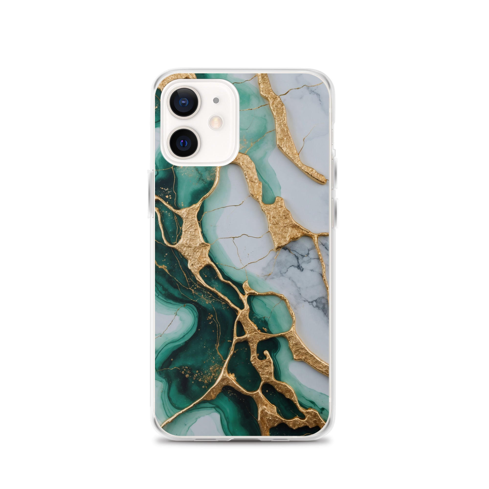 Emerald Golden Marble Flow Clear Case for iPhone 12