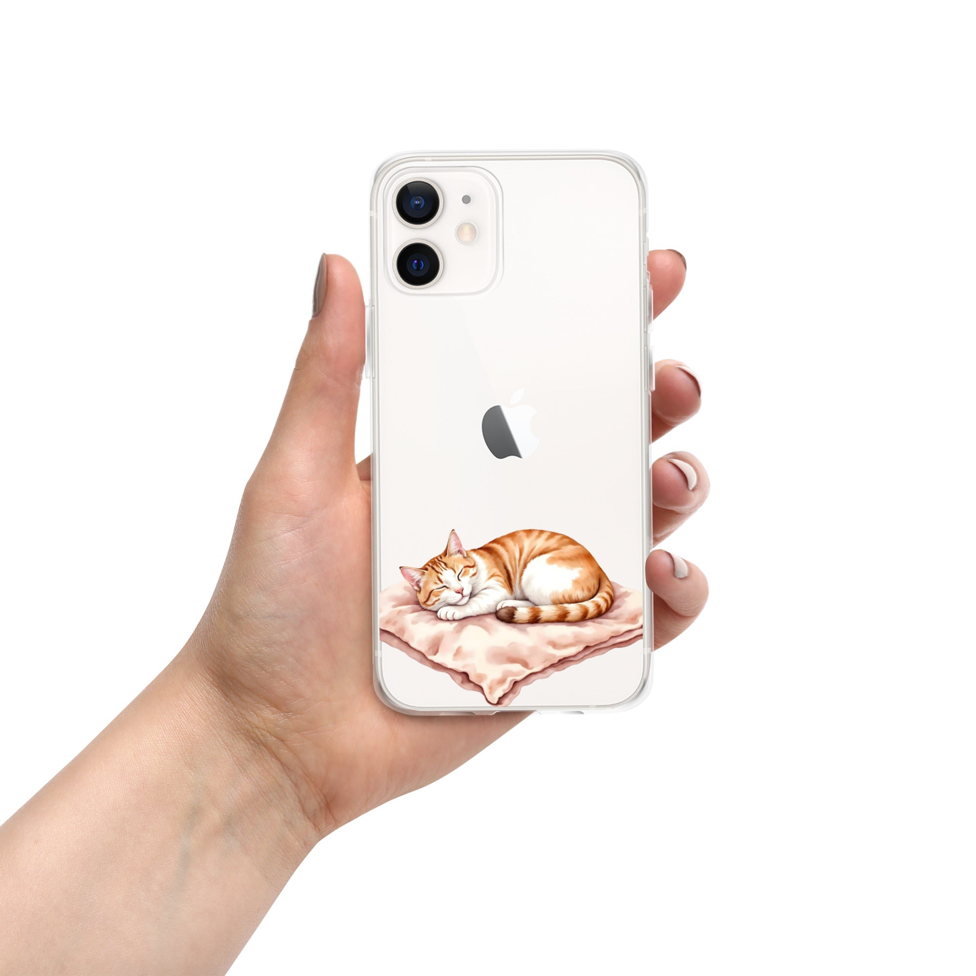 Sleepy Cat on Pillow Clear Case for iPhone 12