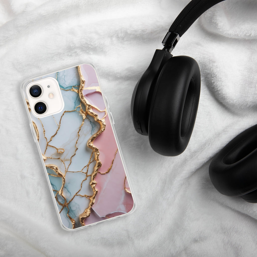 Pastel Golden Marble Fusion Clear Case for iPhone 12