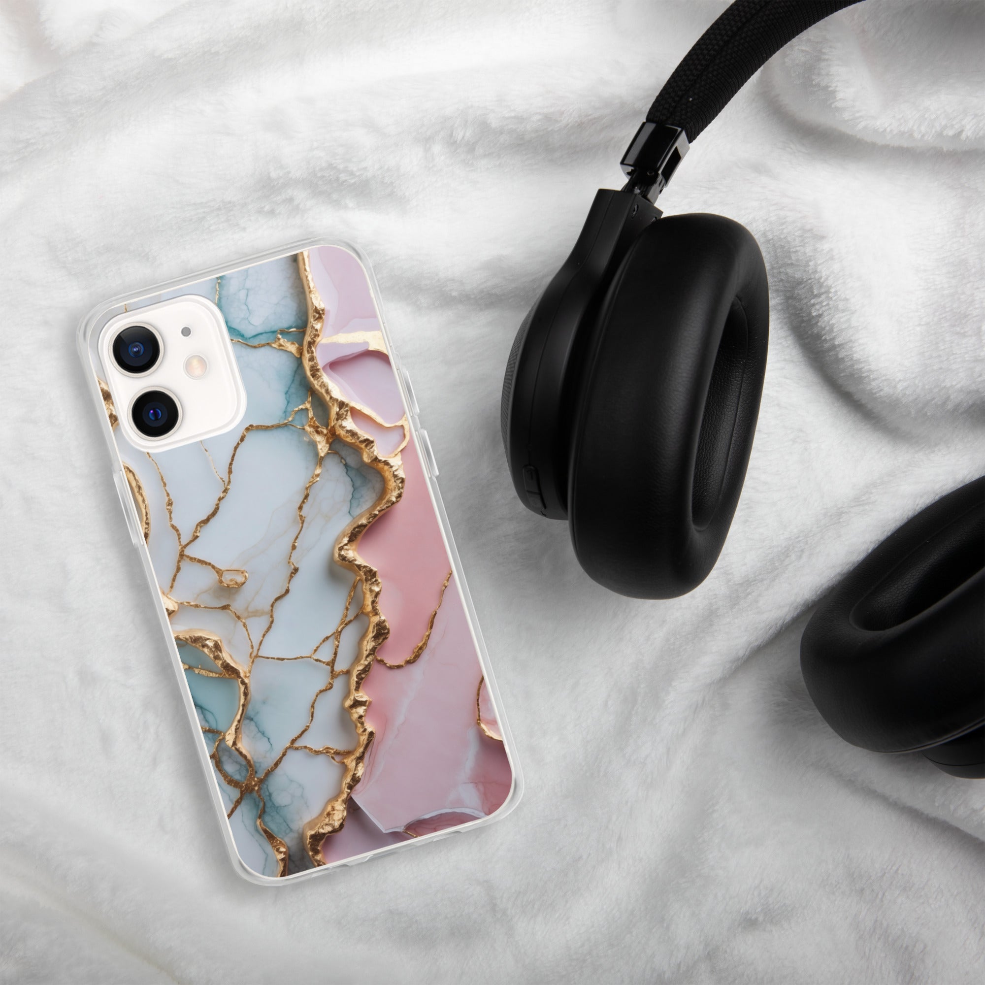 Pastel Golden Marble Fusion Clear Case for iPhone 12