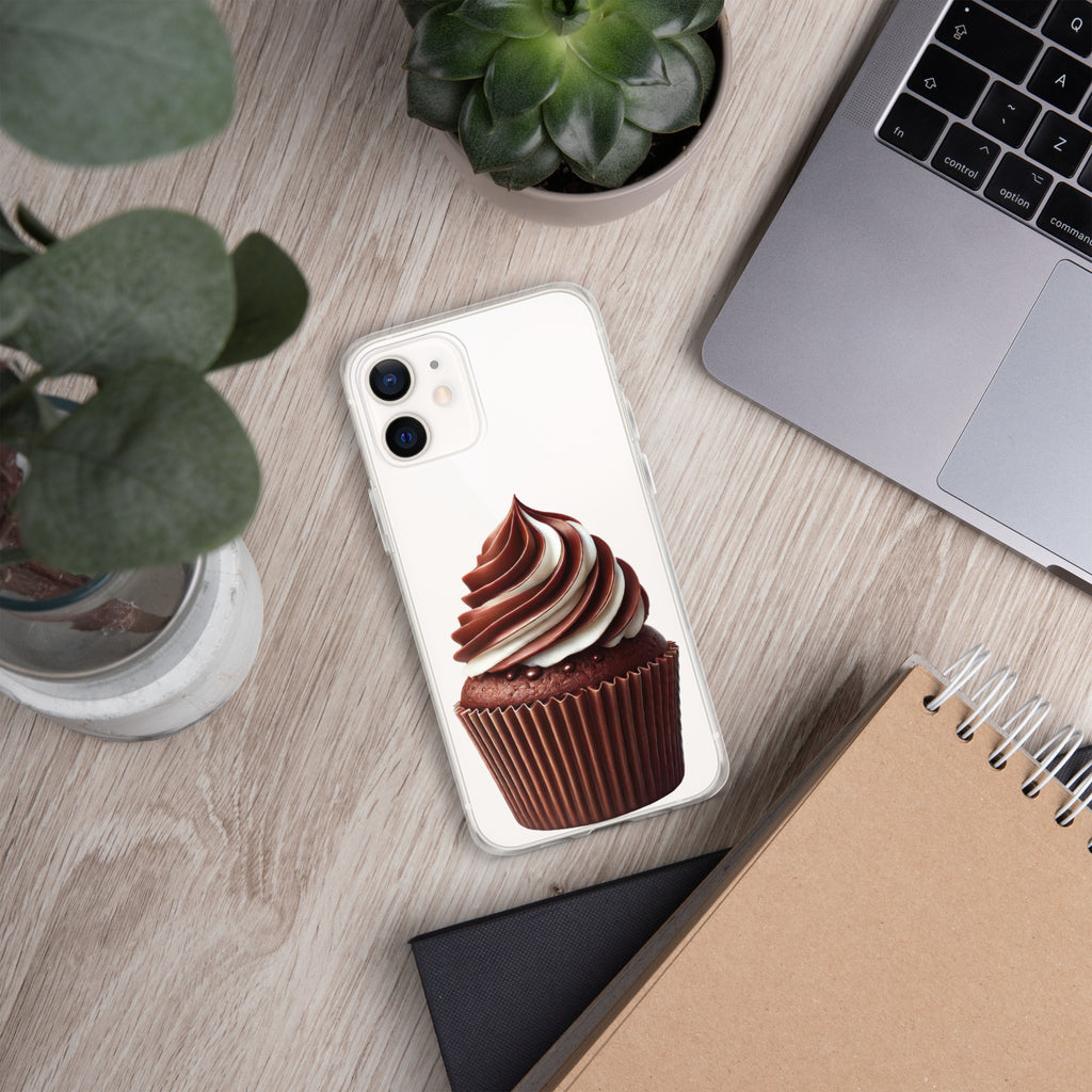 Chocolate Vanilla Swirl Cupcake Clear Case for iPhone 12 - Dessert Aesthetic Protective Cover
