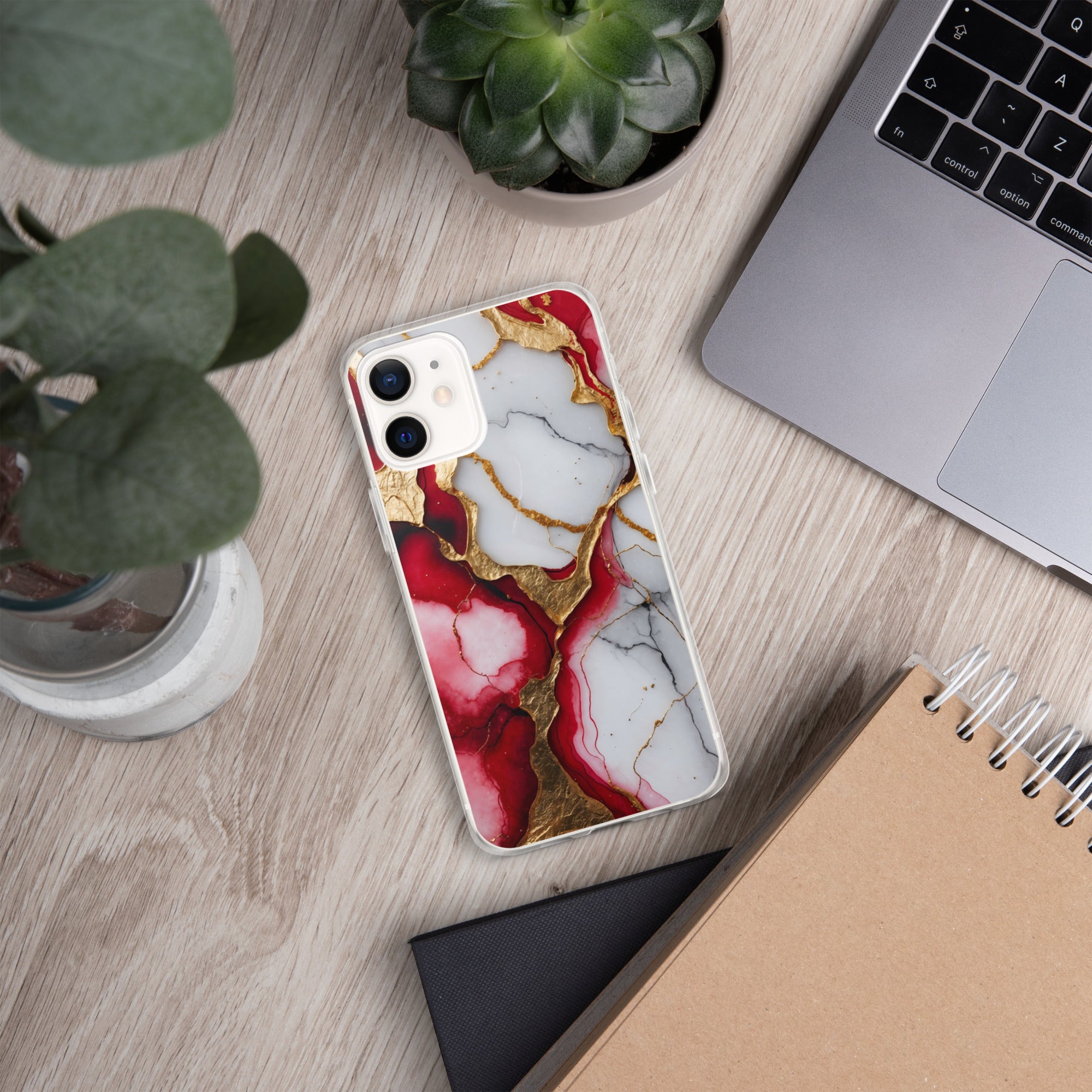 Crimson Golden Marble Luxe Clear Case for iPhone 12