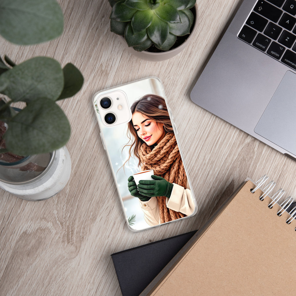 Cozy Winter Moments Clear Case for iPhone 12 - Aesthetic Winter Girl Protective Cover
