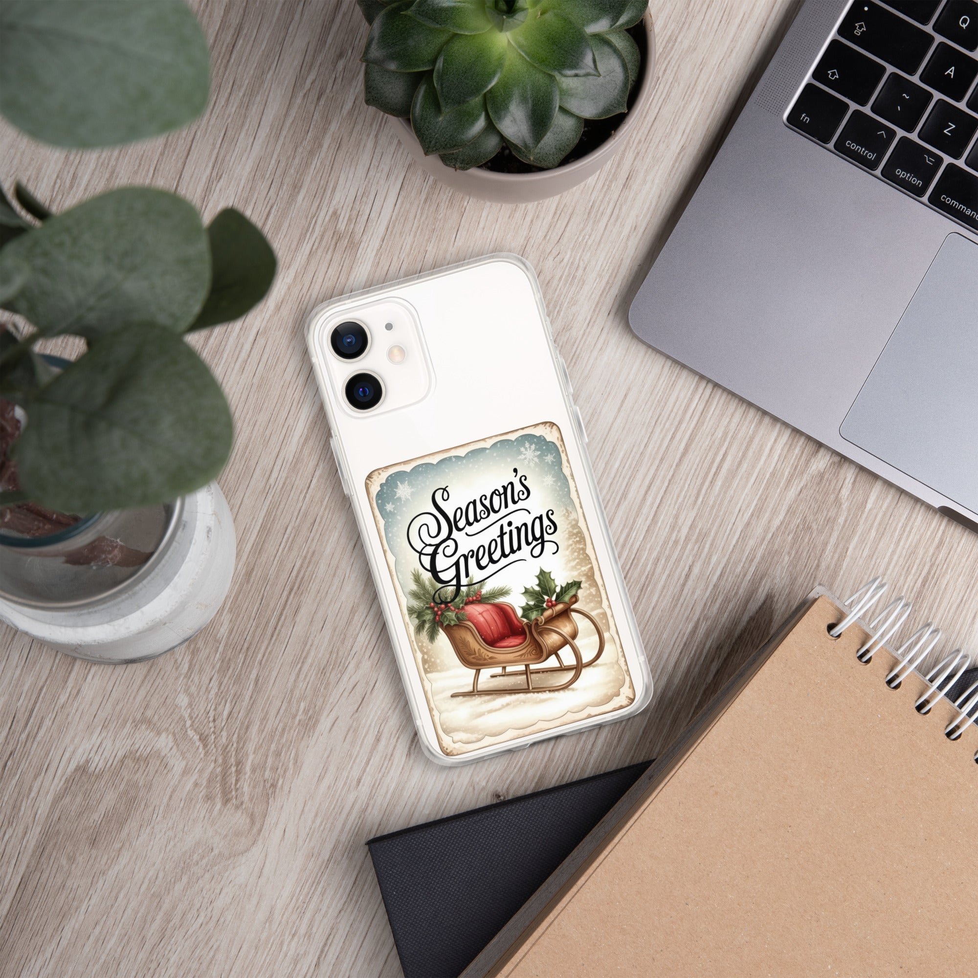 Season’s Greetings Vintage Holiday Clear Case for iPhone 12