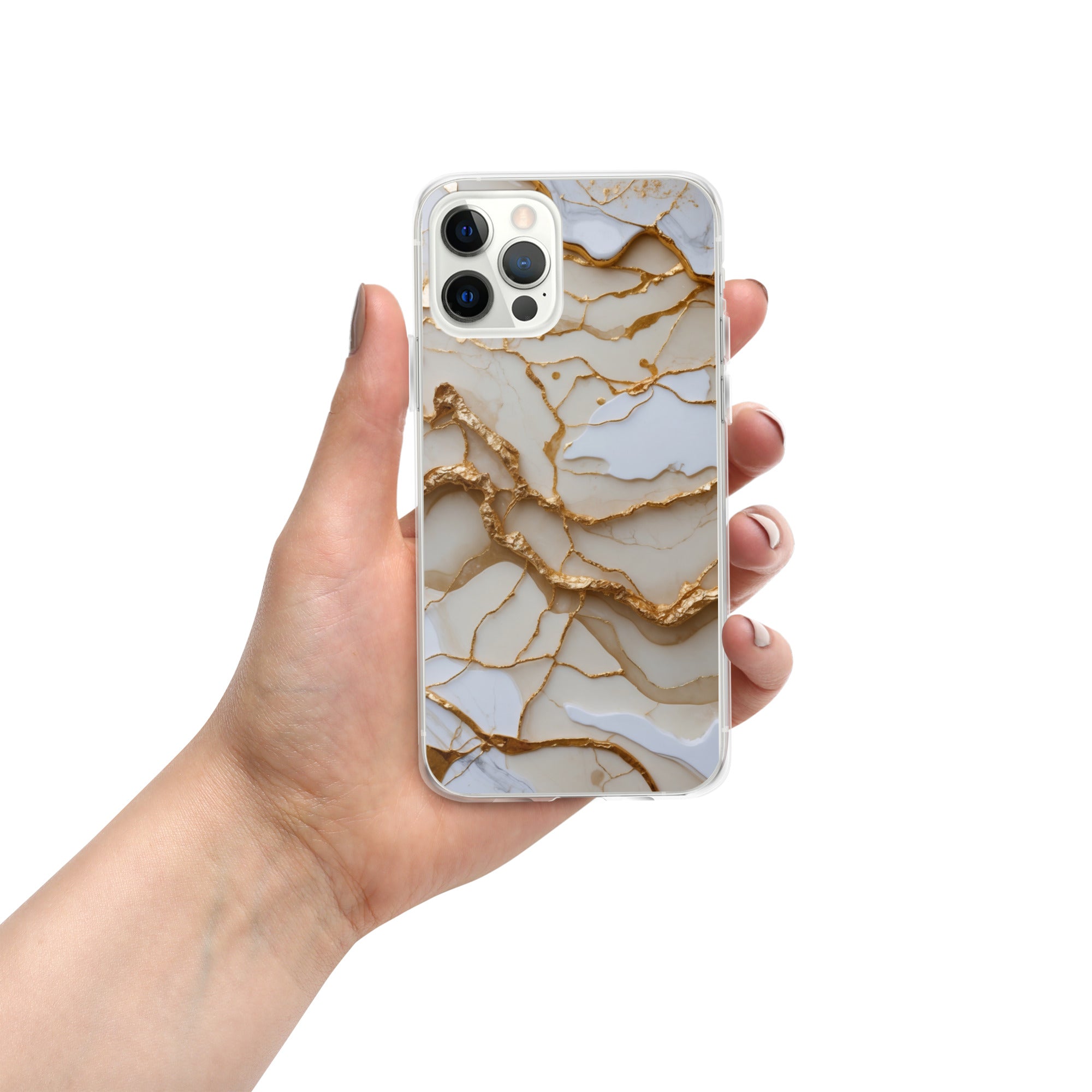 Ivory Golden Marble Elegance Clear Case for iPhone 12 Pro - Luxury White & Gold Marble Protective Cover