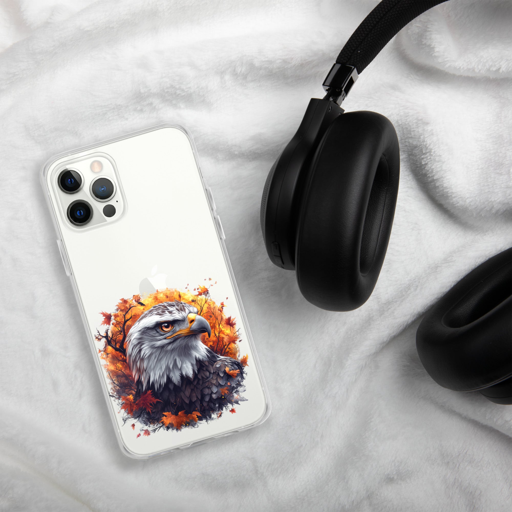 Autumn Eagle Spirit Clear Case for iPhone 12 Pro - Bald Eagle Fall Aesthetic Protective Cover
