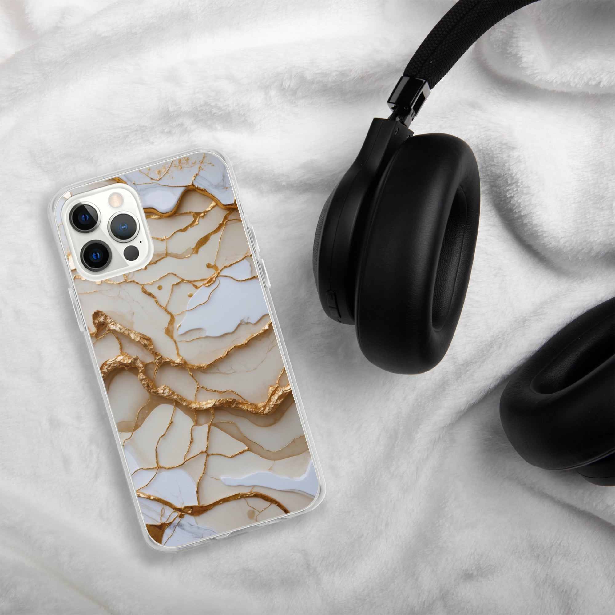 Ivory Golden Marble Elegance Clear Case for iPhone 12 Pro - Luxury White & Gold Marble Protective Cover