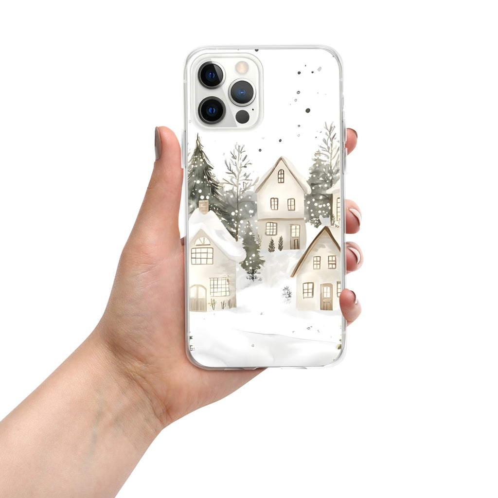 Winter Snow Village Clear Case for iPhone 12 Pro Max - Durable & Stylish Protective Phone Cover