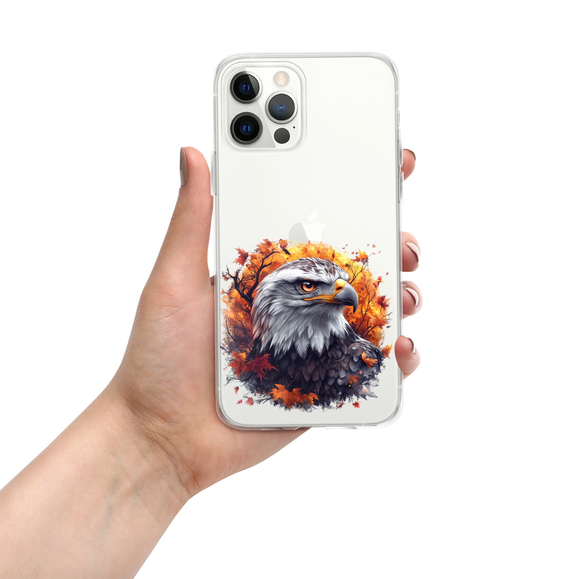 Autumn Eagle Spirit Clear Case for iPhone 12 Pro Max - Bald Eagle Fall Aesthetic Protective Cover