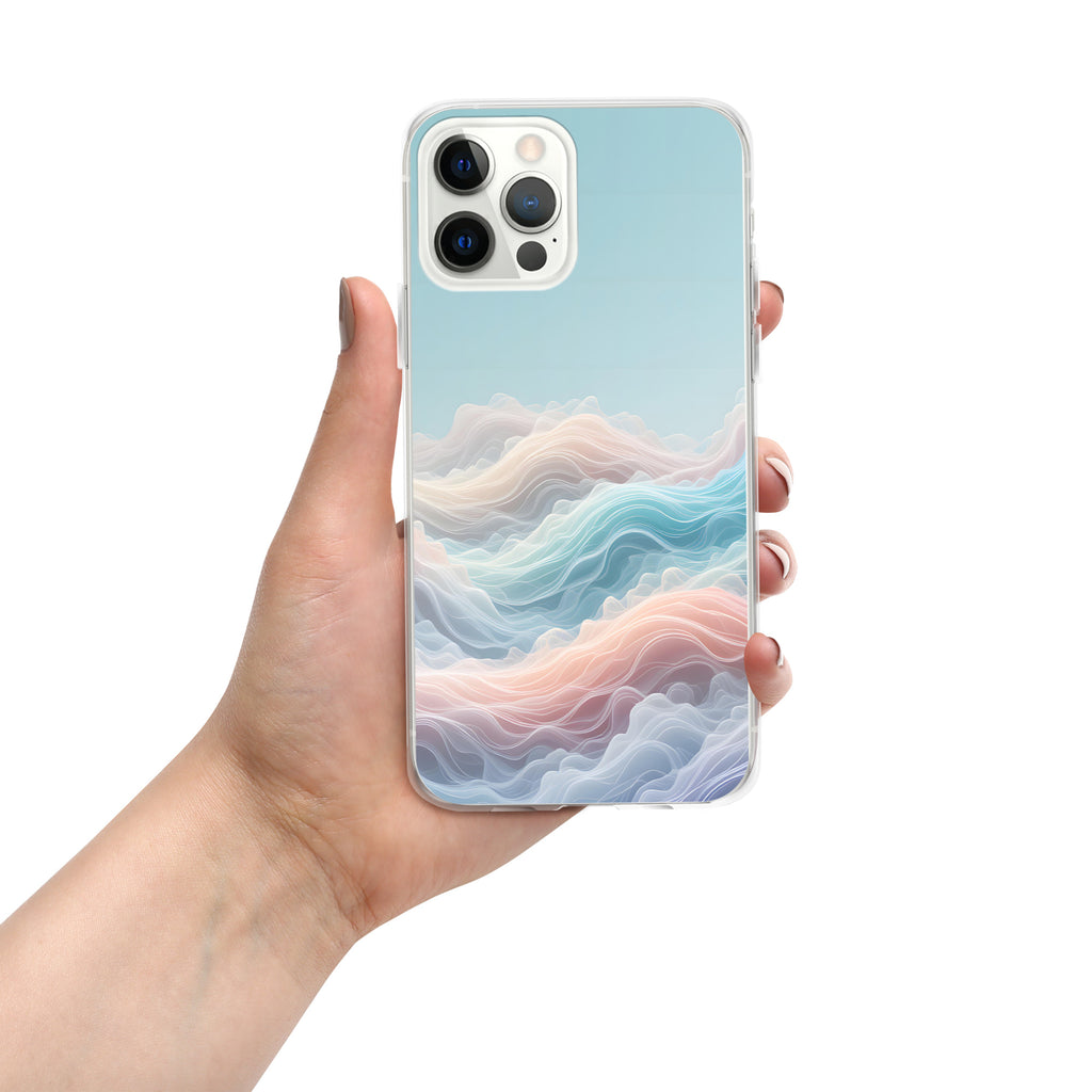 Horizon Dream Clear Case for iPhone 12 Pro Max - Pastel Abstract Waves Protective Cover