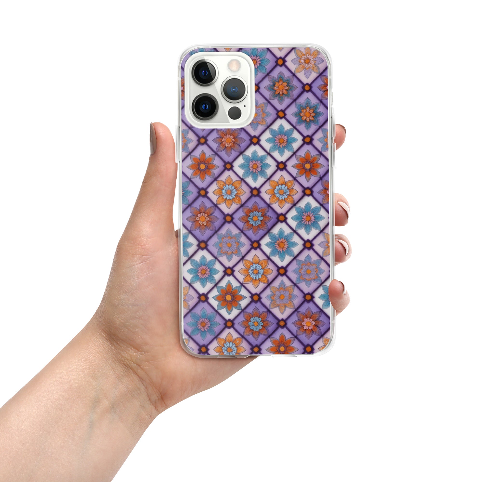 Violet Mosaic Blooms Clear Case for iPhone 12 Pro Max